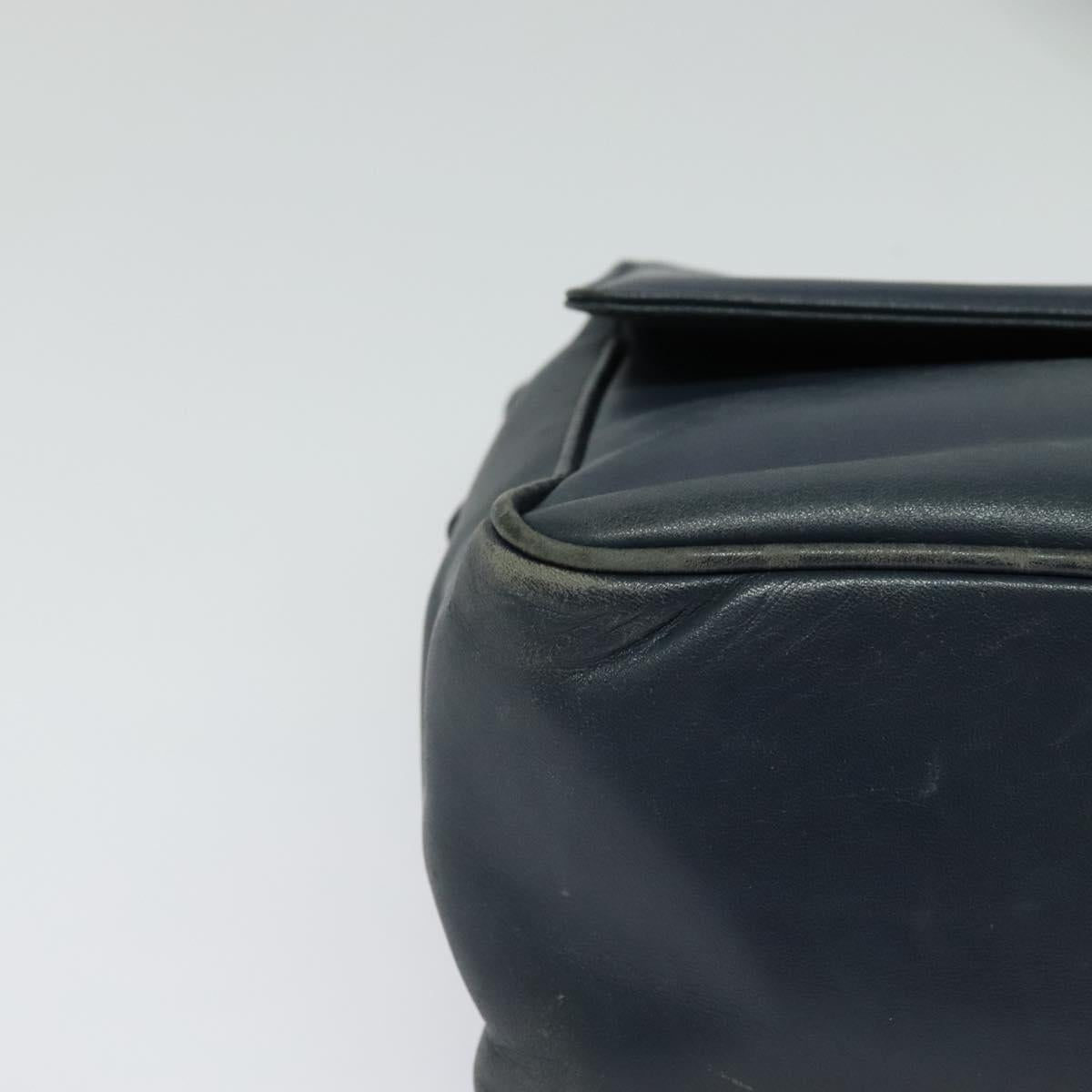 Christian Dior Shoulder Bag Leather Navy Gold Auth 122124