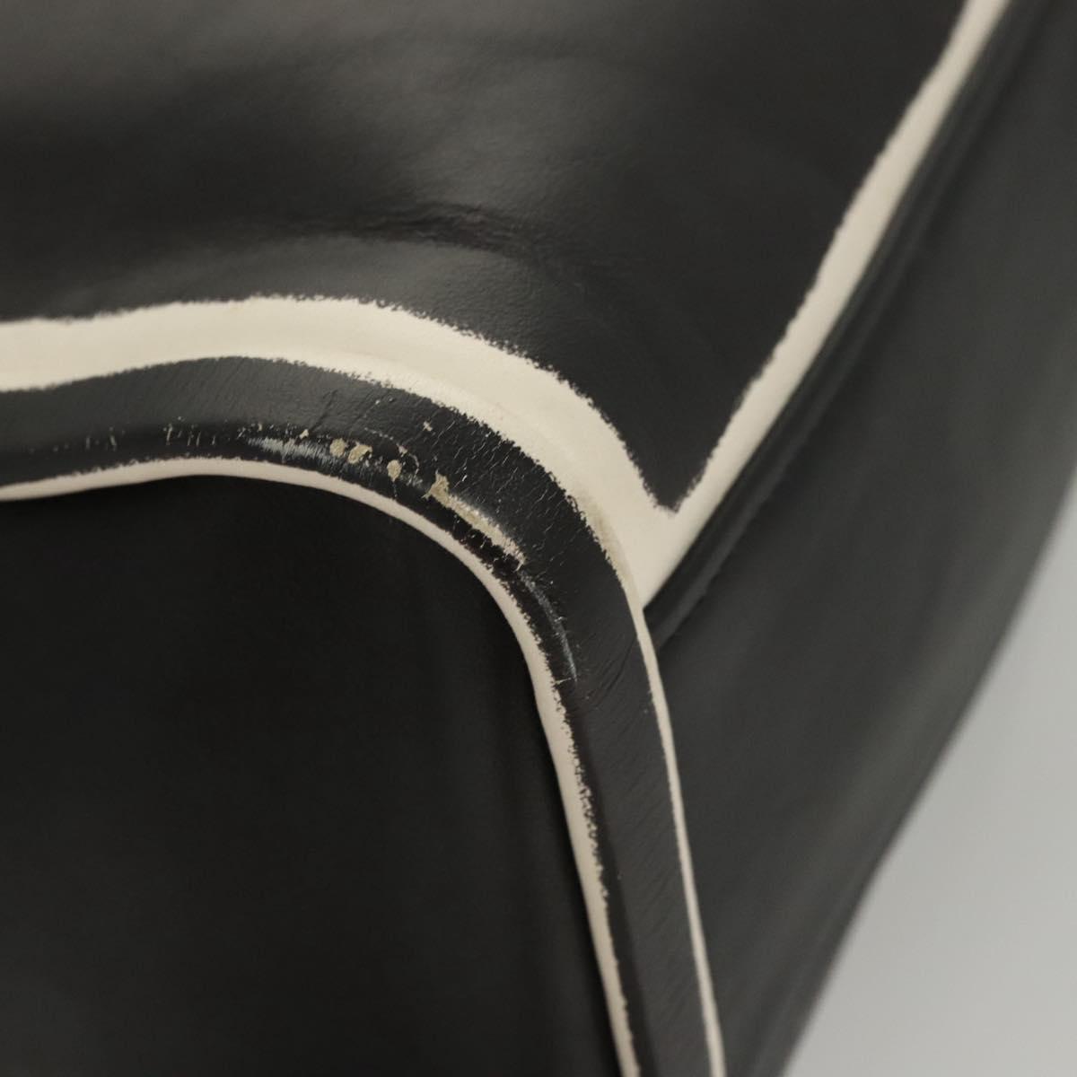 PRADA Hand Bag Leather Black White Auth 122125