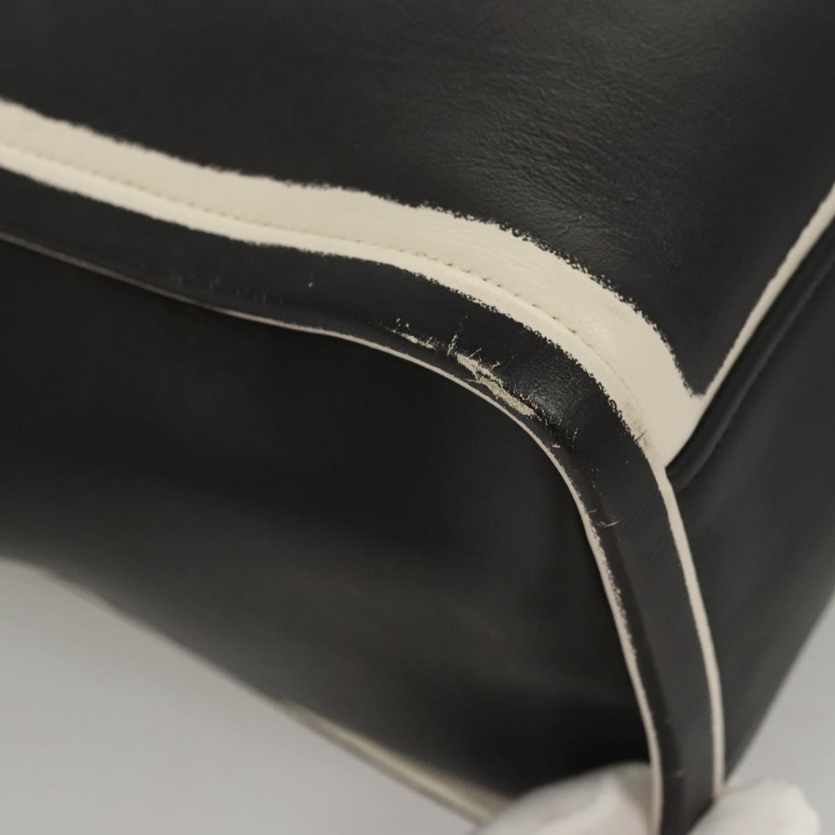 PRADA Hand Bag Leather Black White Auth 122125