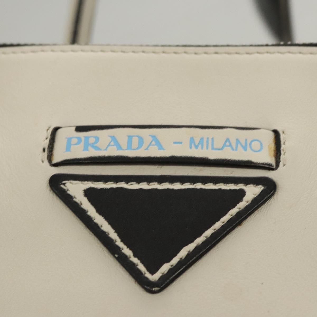 PRADA Hand Bag Leather Black White Auth 122125