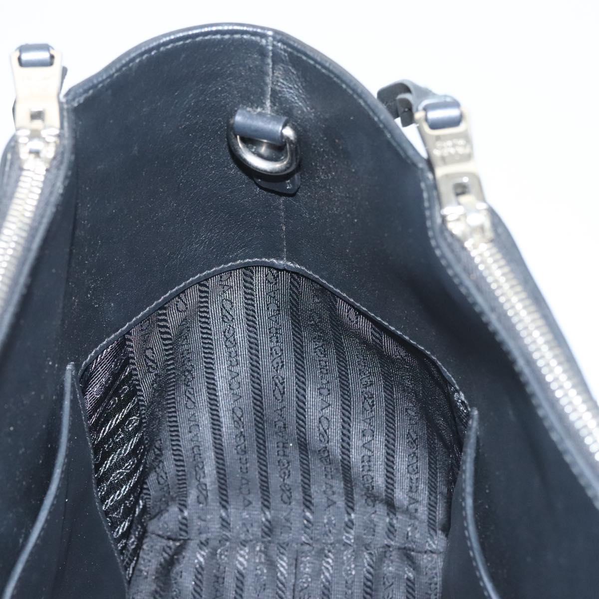 PRADA Hand Bag Leather Black White Auth 122125