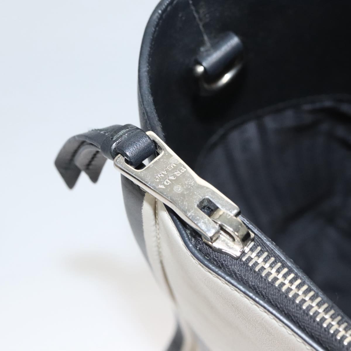 PRADA Hand Bag Leather Black White Auth 122125