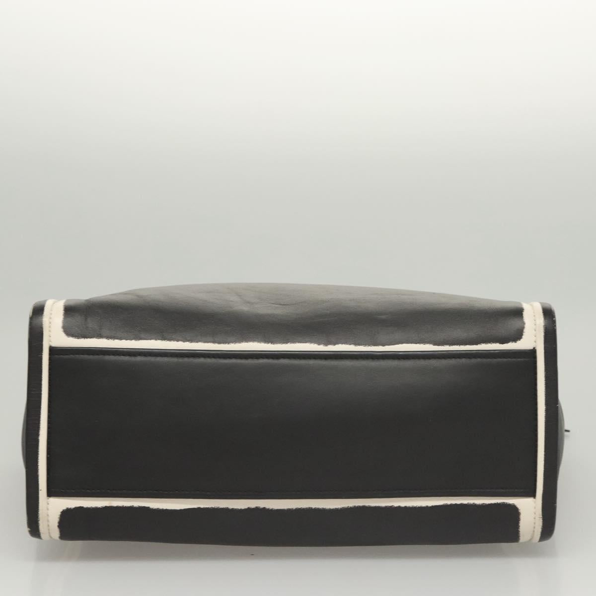 PRADA Hand Bag Leather Black White Auth 122125