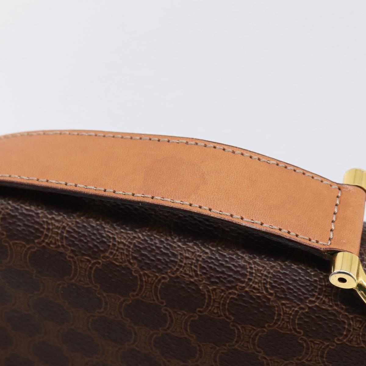 CELINE Macadam Canvas Shoulder Bag PVC Leather Brown Gold Auth 122137