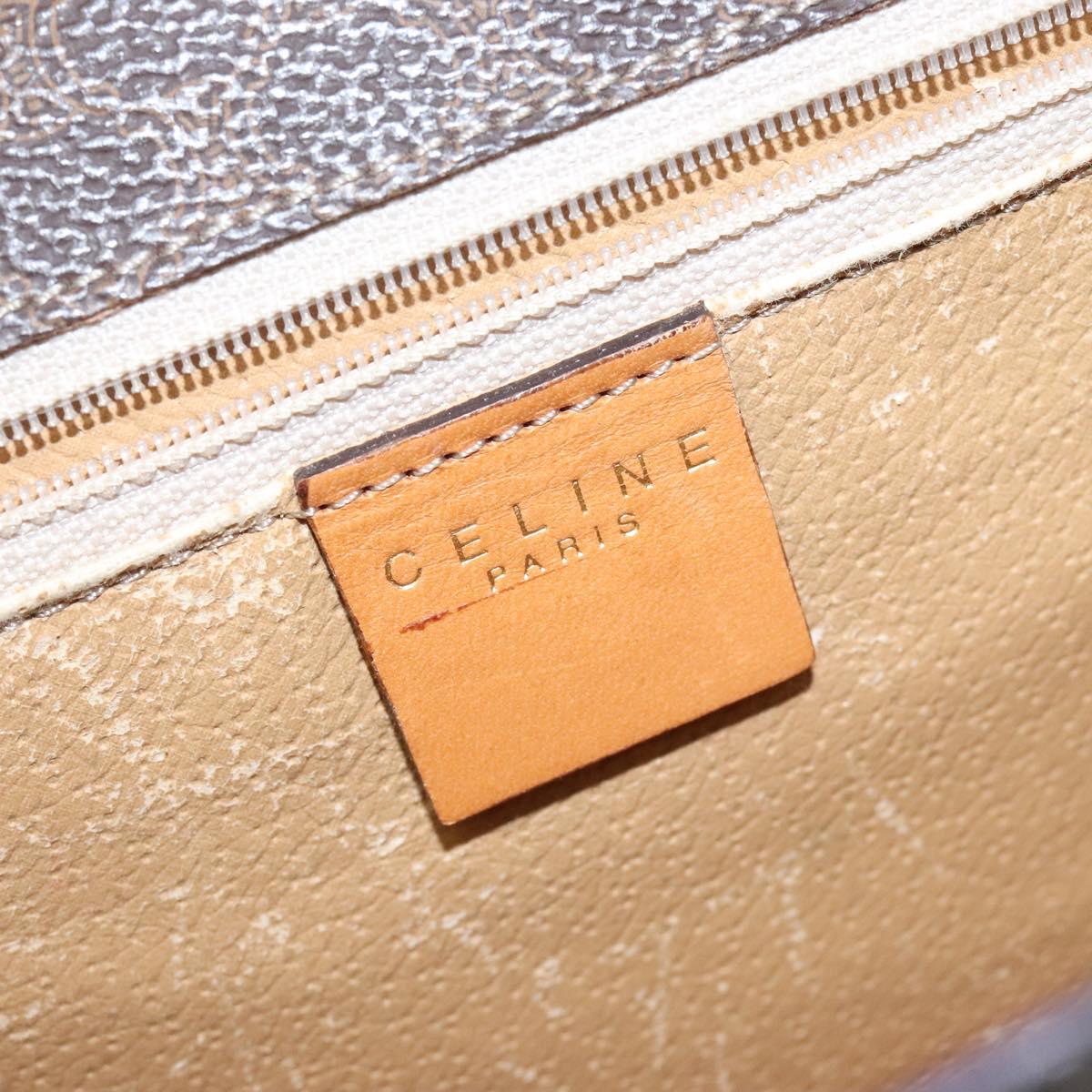 CELINE Macadam Canvas Shoulder Bag PVC Leather Brown Gold Auth 122137