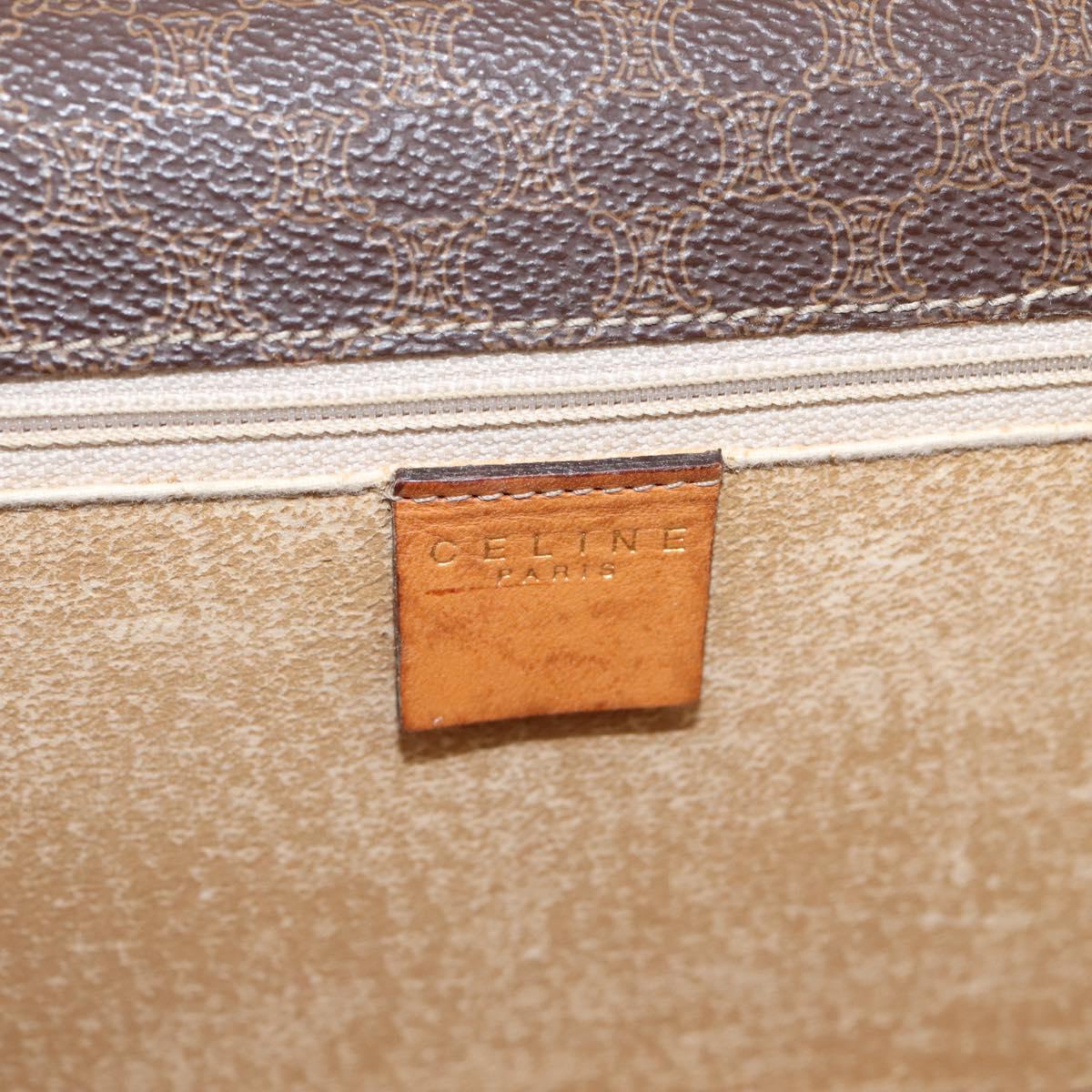 CELINE Macadam Canvas Shoulder Bag PVC Leather Brown Gold Auth 122137