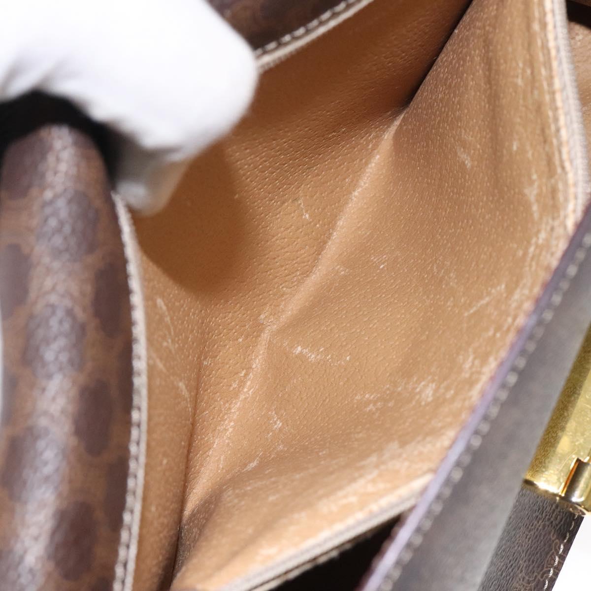 CELINE Macadam Canvas Shoulder Bag PVC Leather Brown Gold Auth 122137