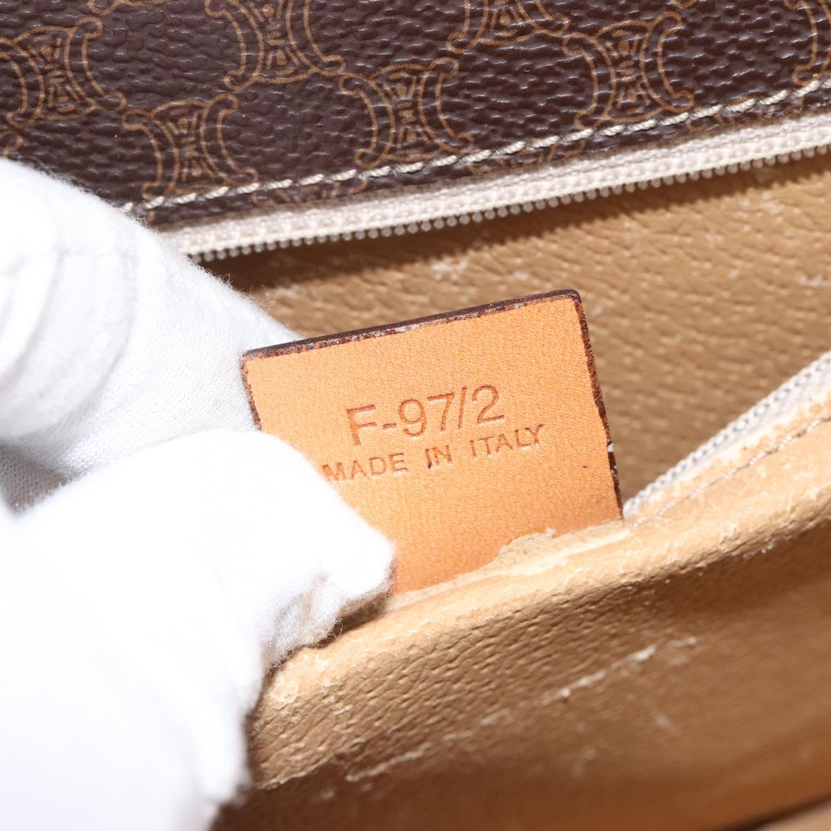 CELINE Macadam Canvas Shoulder Bag PVC Leather Brown Gold Auth 122137