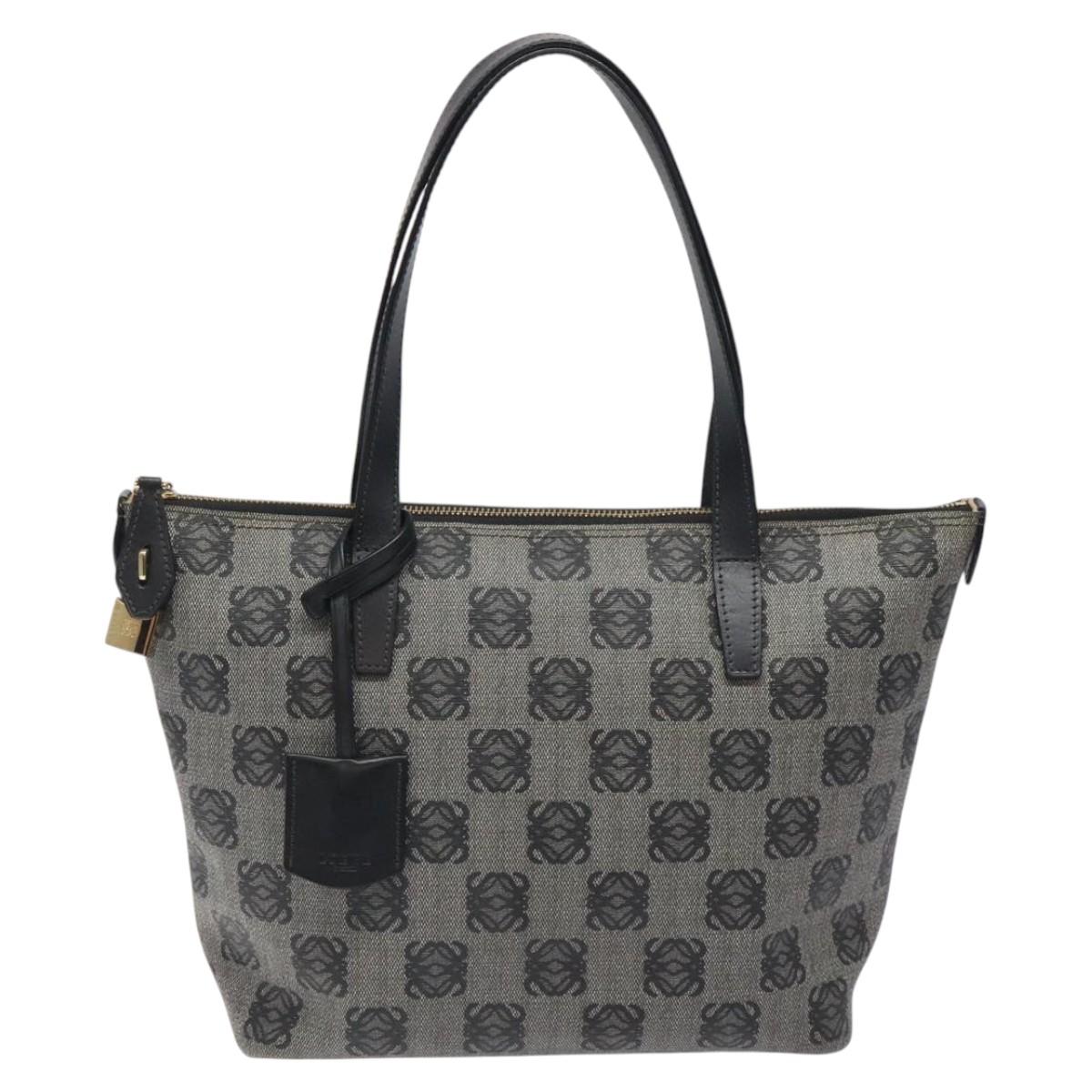 LOEWE Anagram Tote Bag PVC Black Gold Auth 122138