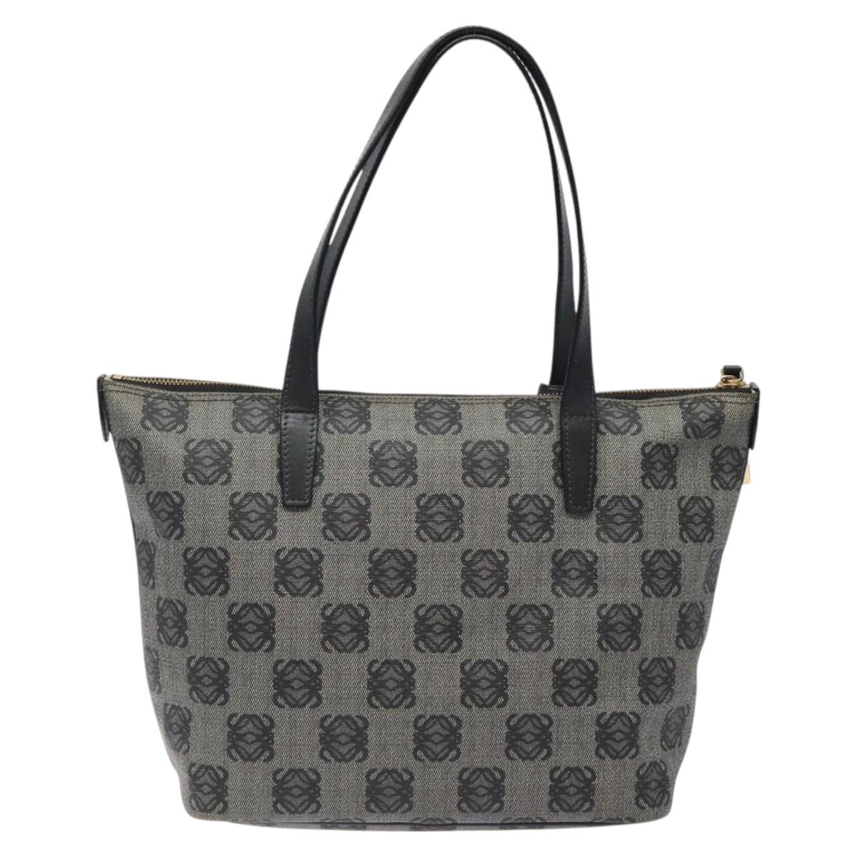 LOEWE Anagram Tote Bag PVC Black Gold Auth 122138