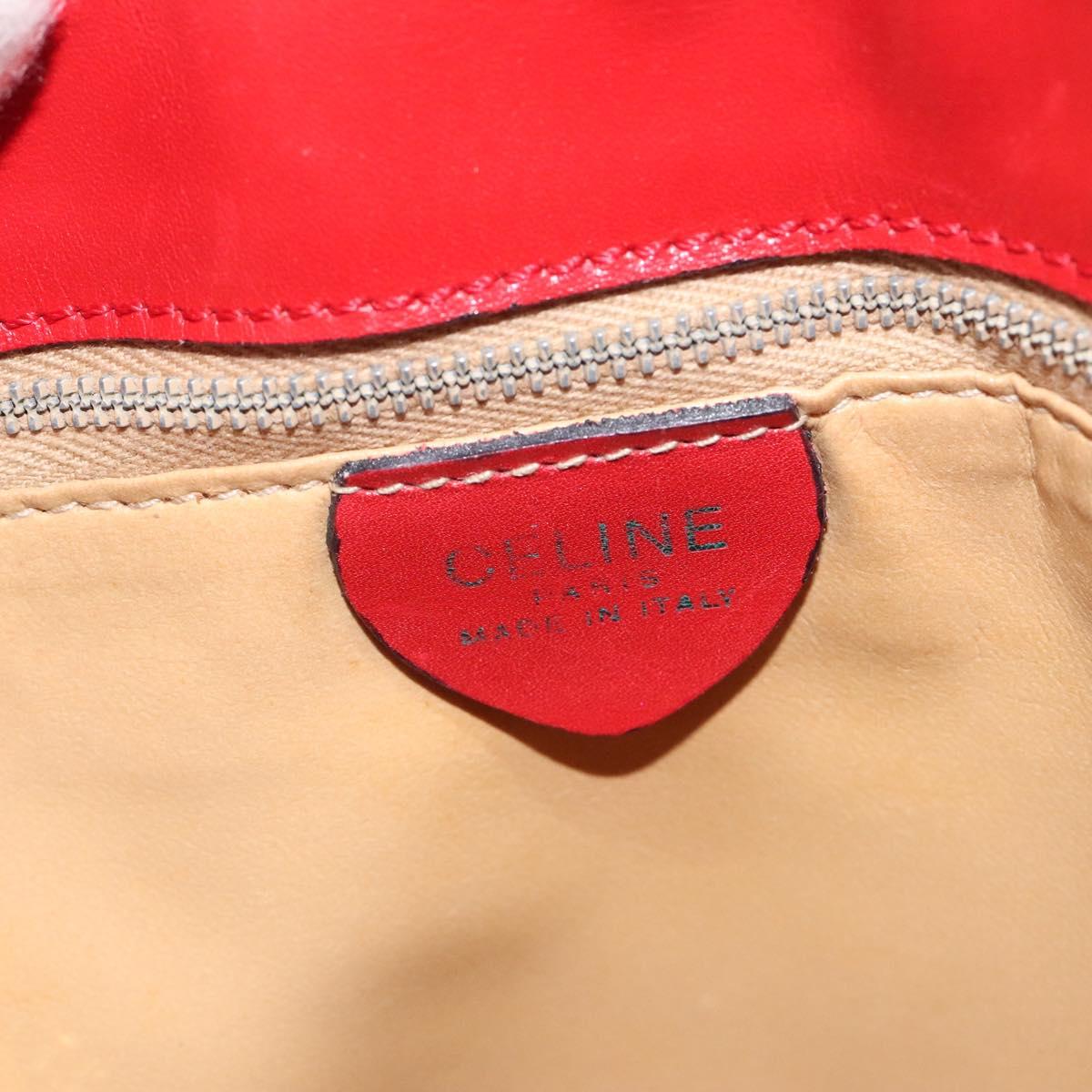 CELINE Hand Bag Red Gold Auth 122139