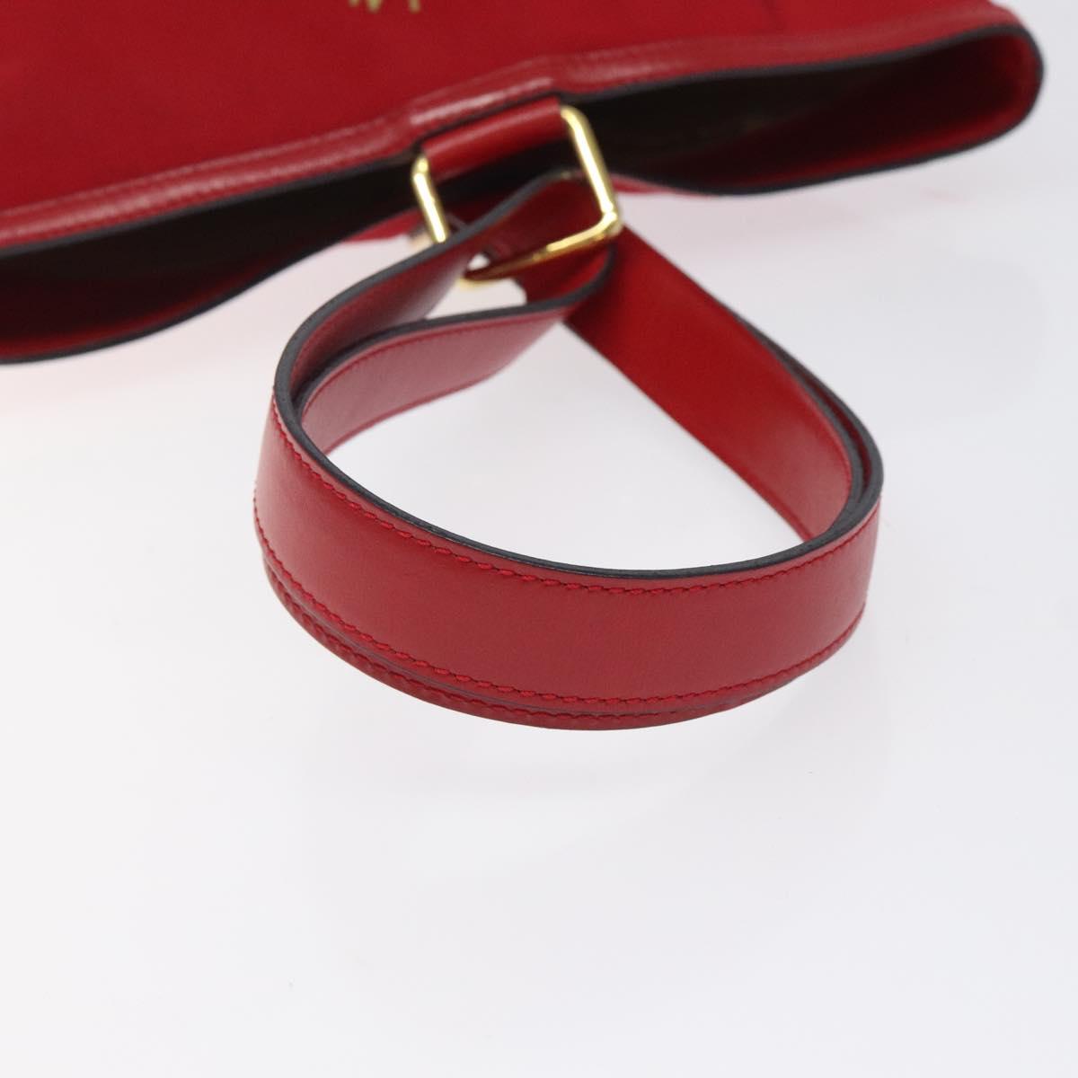CELINE Hand Bag Red Gold Auth 122139