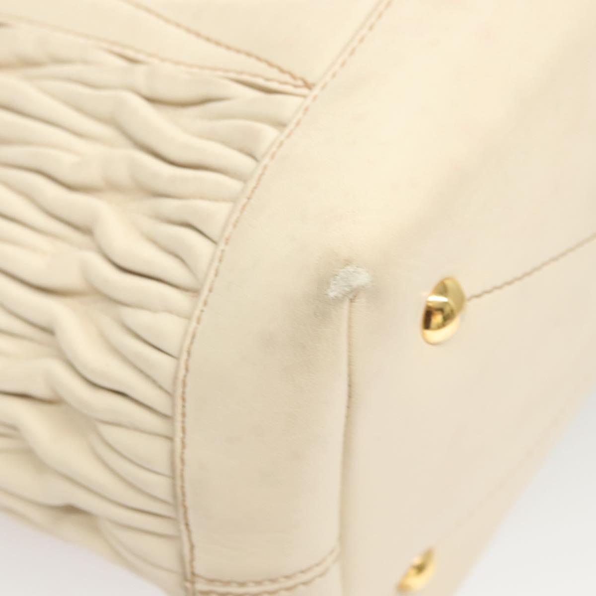 Miu Miu Matelasse Hand Bag Leather 2way White Gold Auth 122140