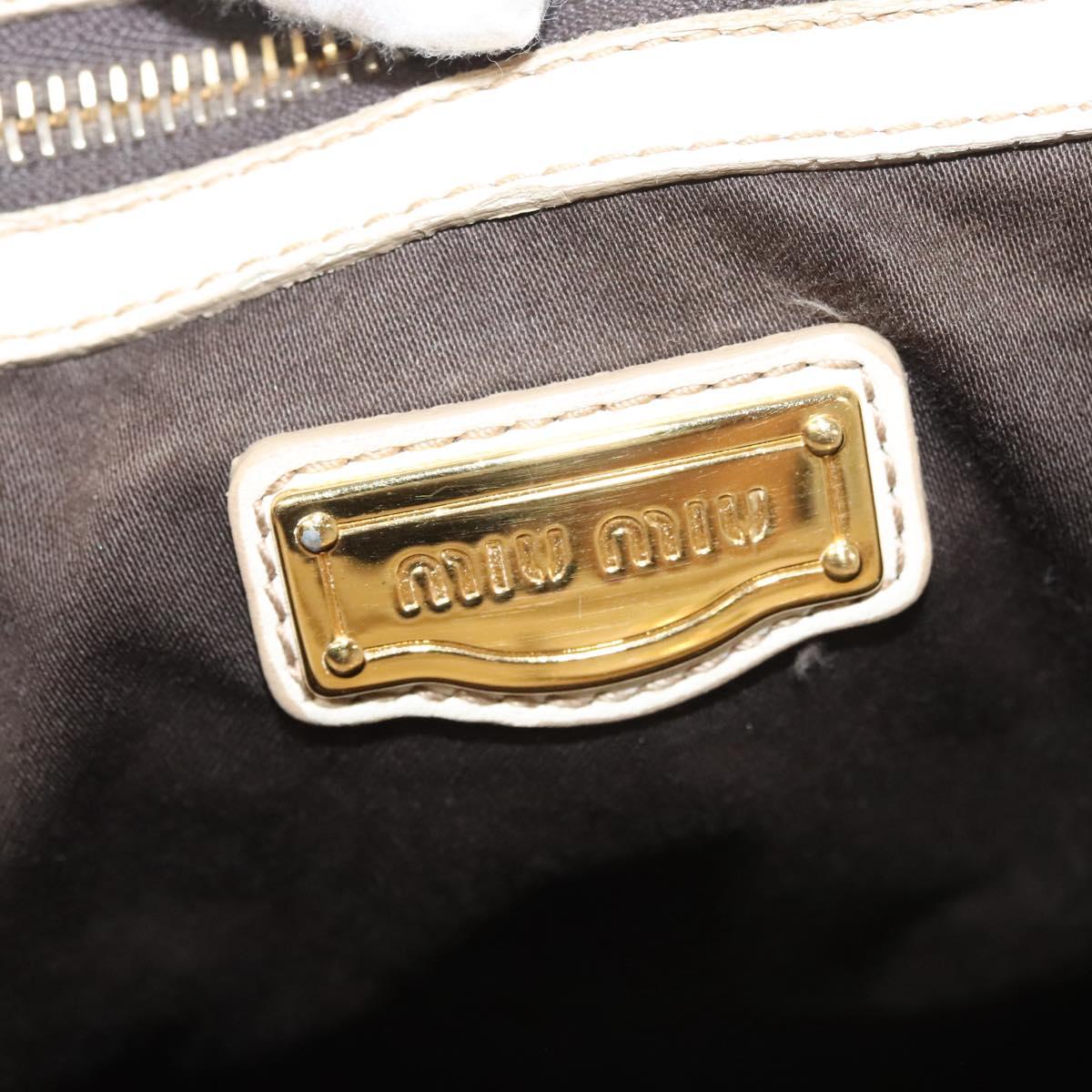 Miu Miu Matelasse Hand Bag Leather 2way White Gold Auth 122140