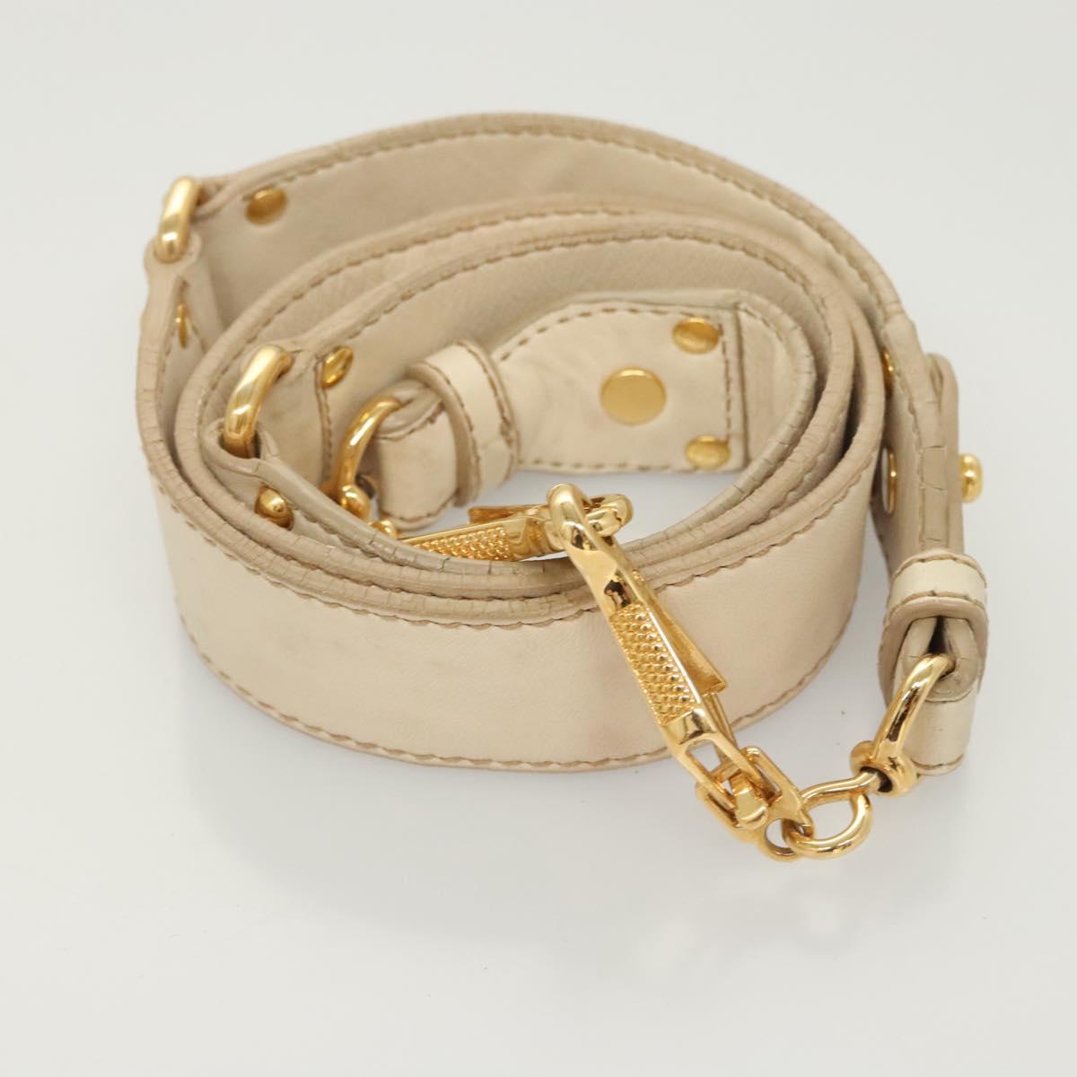 Miu Miu Matelasse Hand Bag Leather 2way White Gold Auth 122140