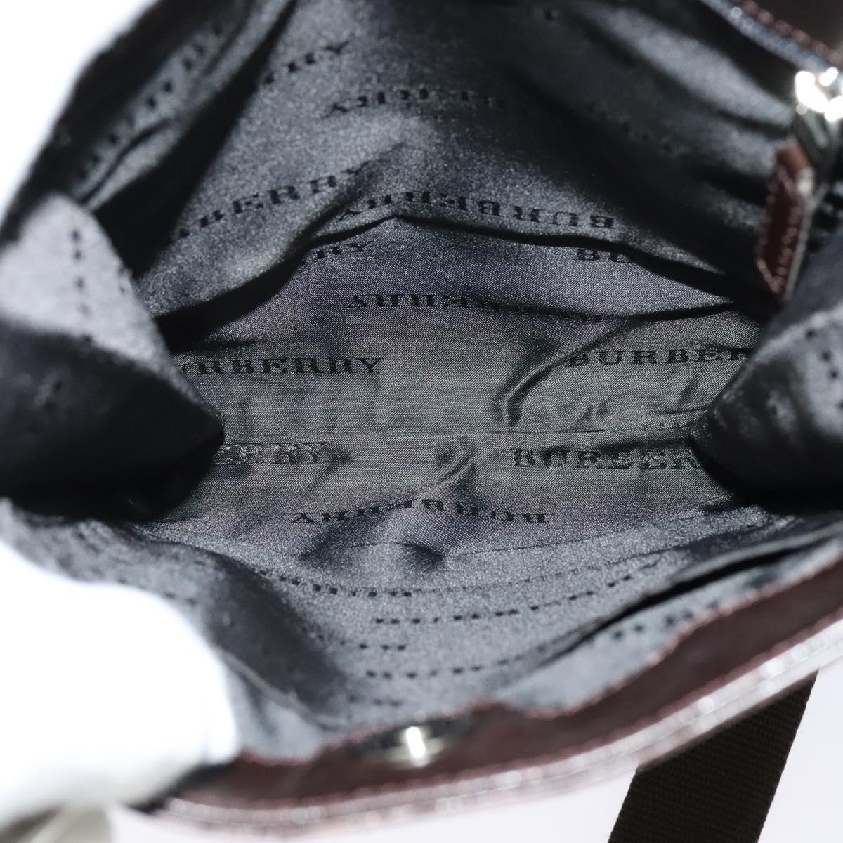 BURBERRY Nova Check Shoulder Bag Canvas Beige Silver Auth 122154