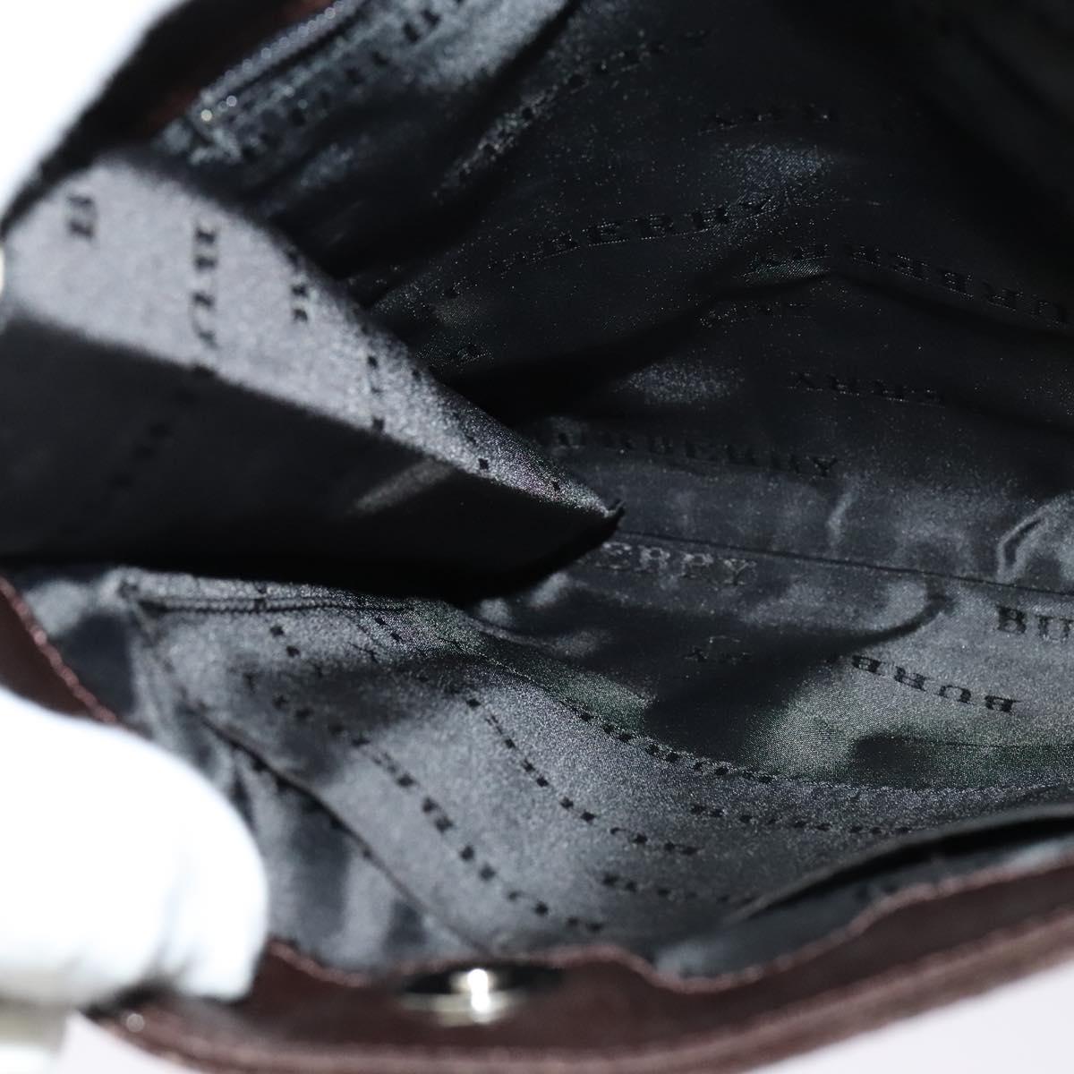 BURBERRY Nova Check Shoulder Bag Canvas Beige Silver Auth 122154