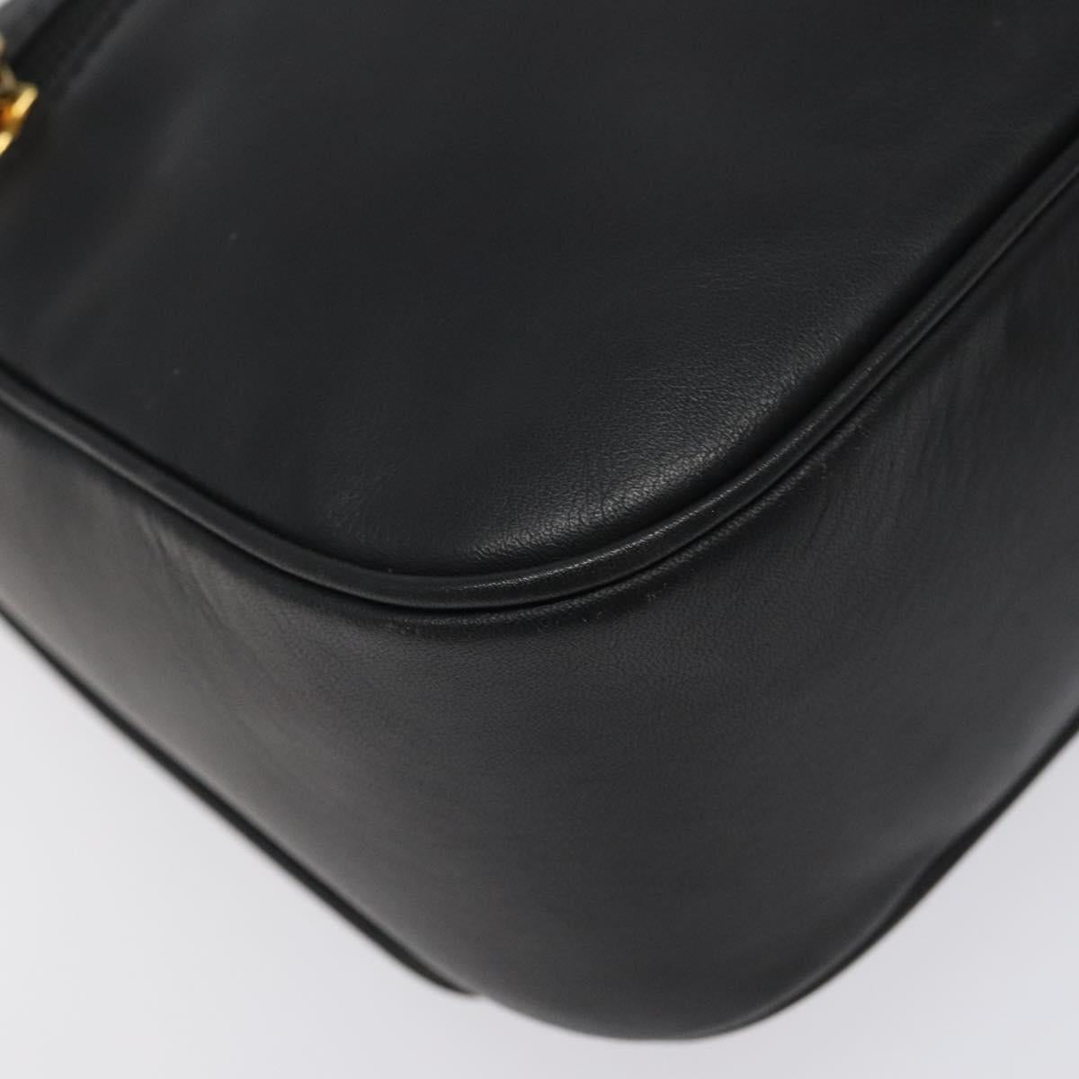 CELINE Hand Bag Leather 2way Black Gold Auth 122163