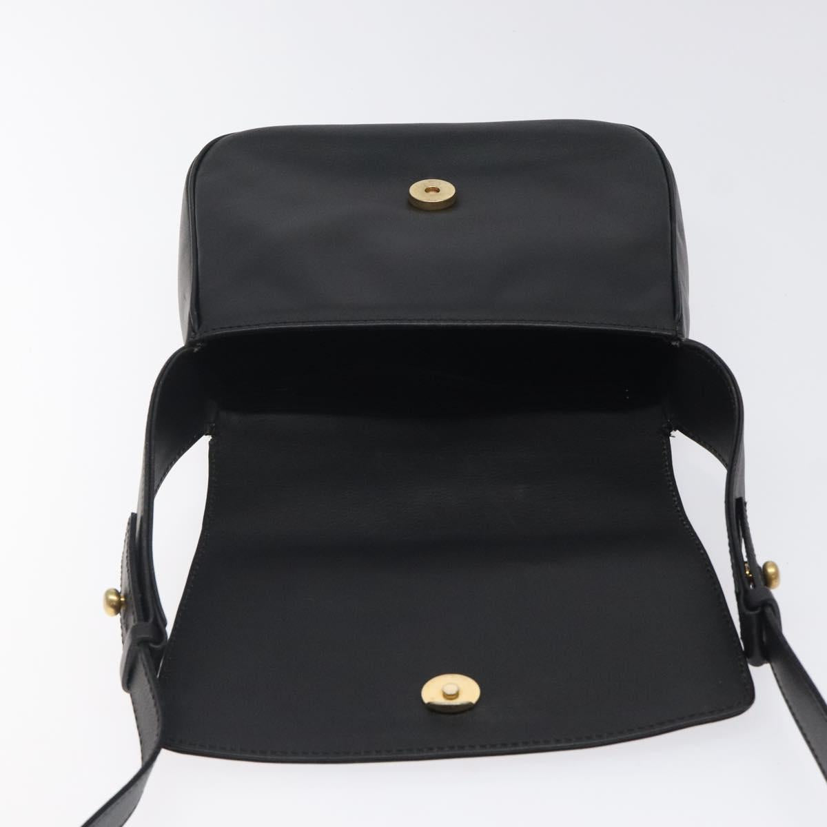 CELINE Hand Bag Leather 2way Black Gold Auth 122163