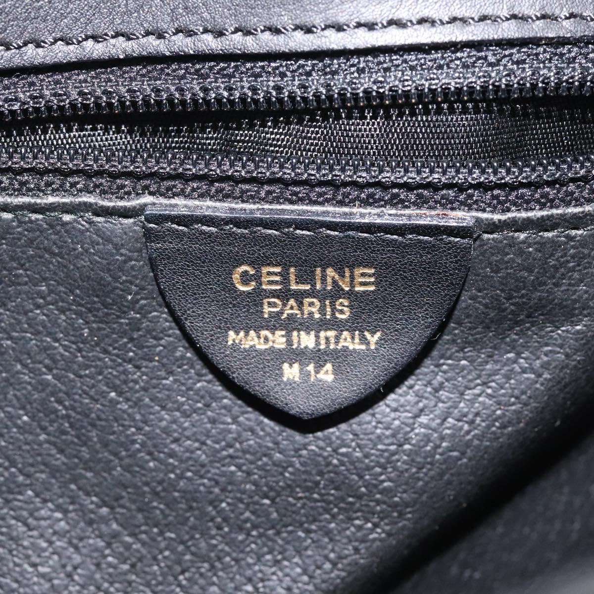 CELINE Hand Bag Leather 2way Black Gold Auth 122163