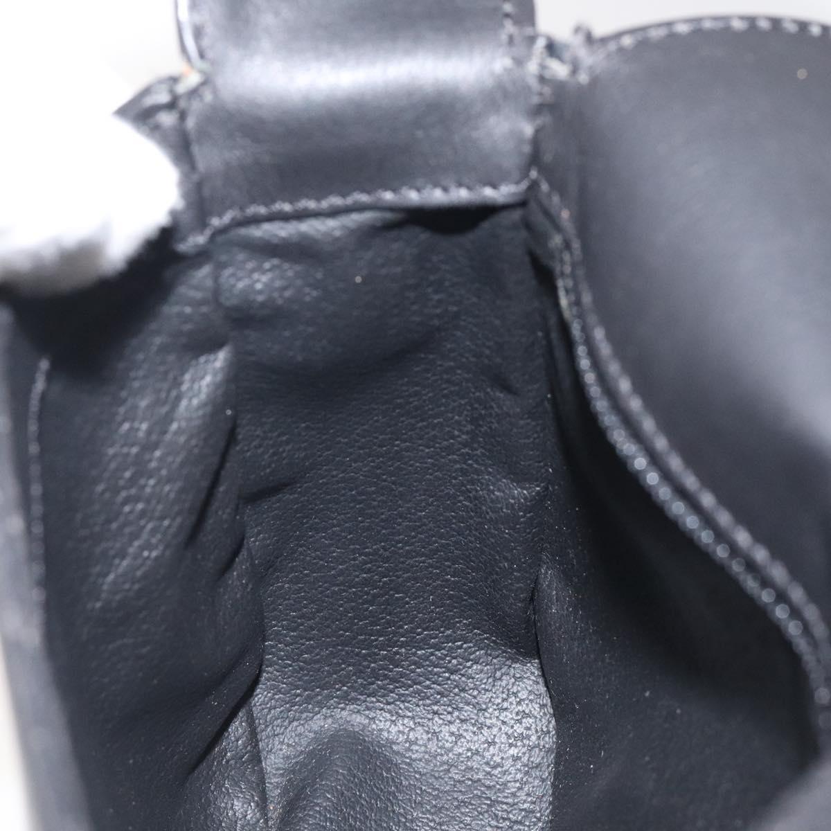 CELINE Hand Bag Leather 2way Black Gold Auth 122163