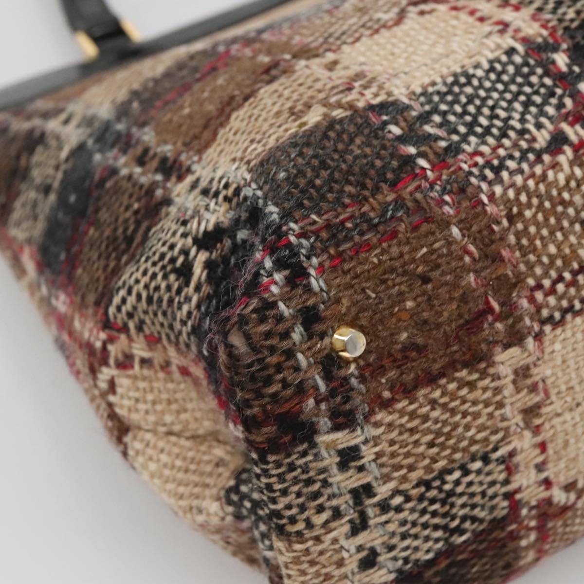 BURBERRY Nova Check Tote Bag Wool Beige Gold Auth 122167