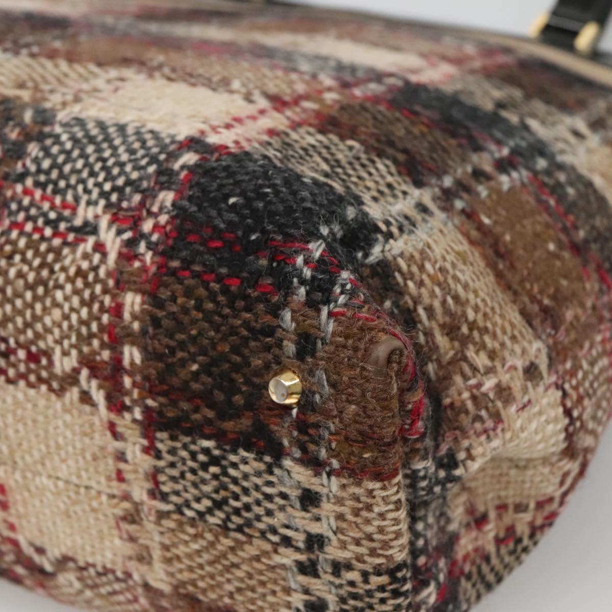 BURBERRY Nova Check Tote Bag Wool Beige Gold Auth 122167