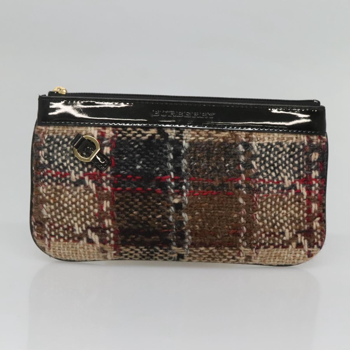 BURBERRY Nova Check Tote Bag Wool Beige Gold Auth 122167