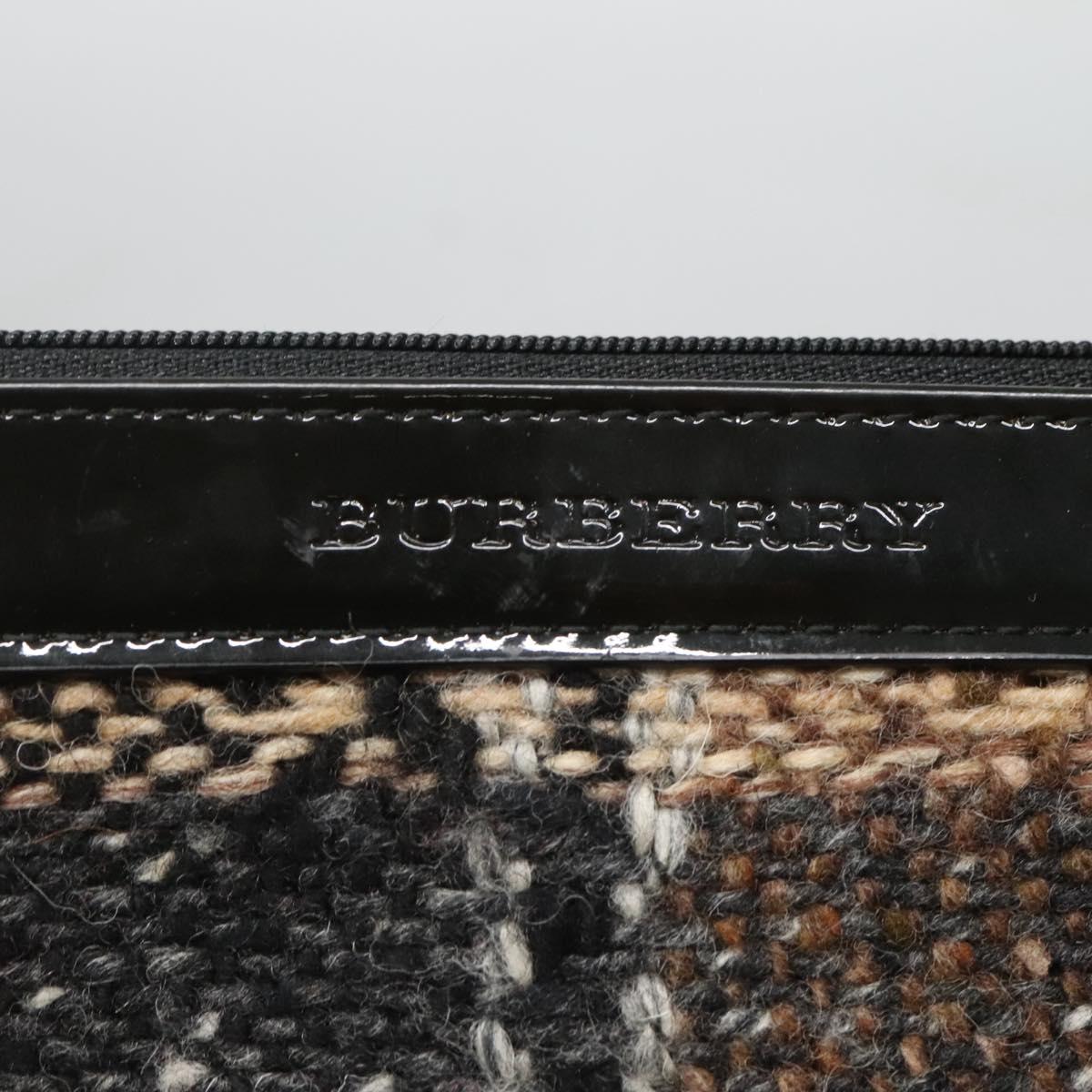 BURBERRY Nova Check Tote Bag Wool Beige Gold Auth 122167