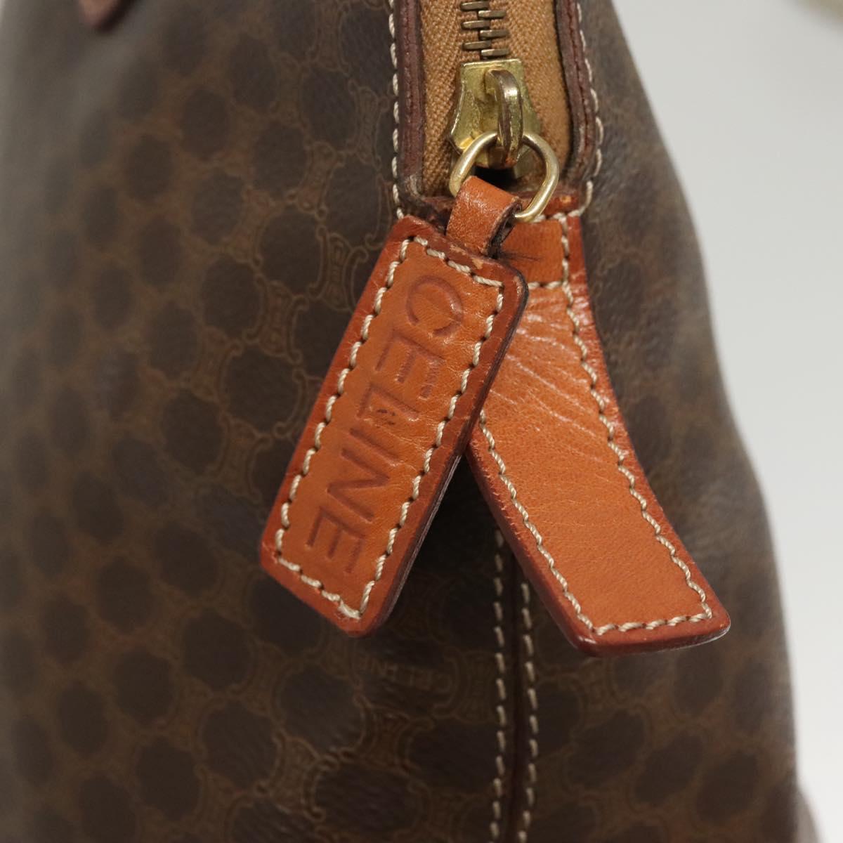 CELINE Macadam Canvas Hand Bag PVC Leather Brown Gold Auth 122168