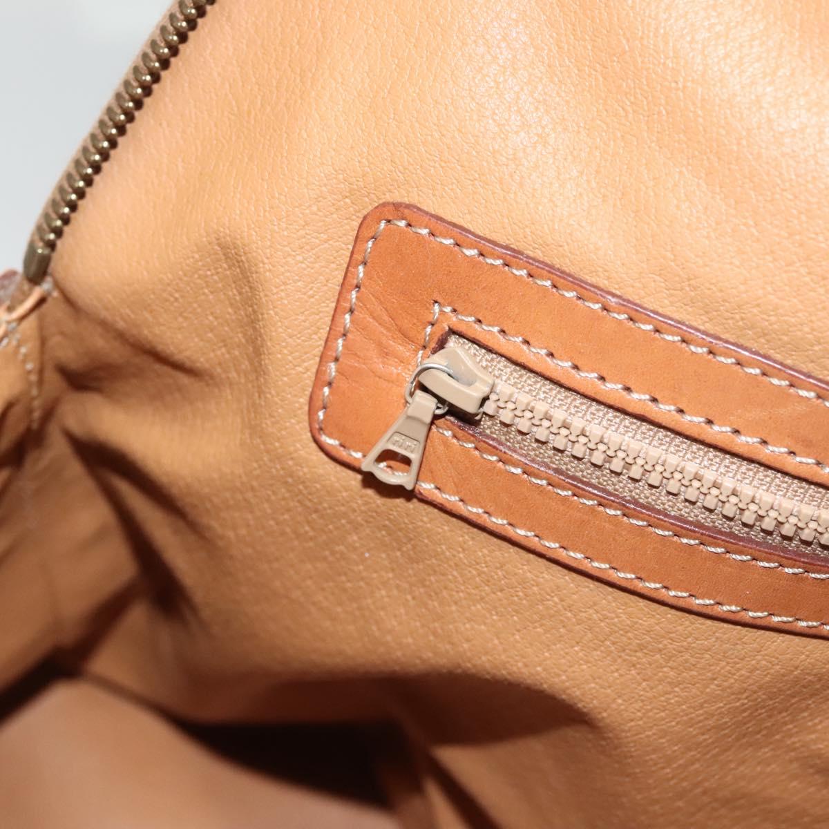 CELINE Macadam Canvas Hand Bag PVC Leather Brown Gold Auth 122168