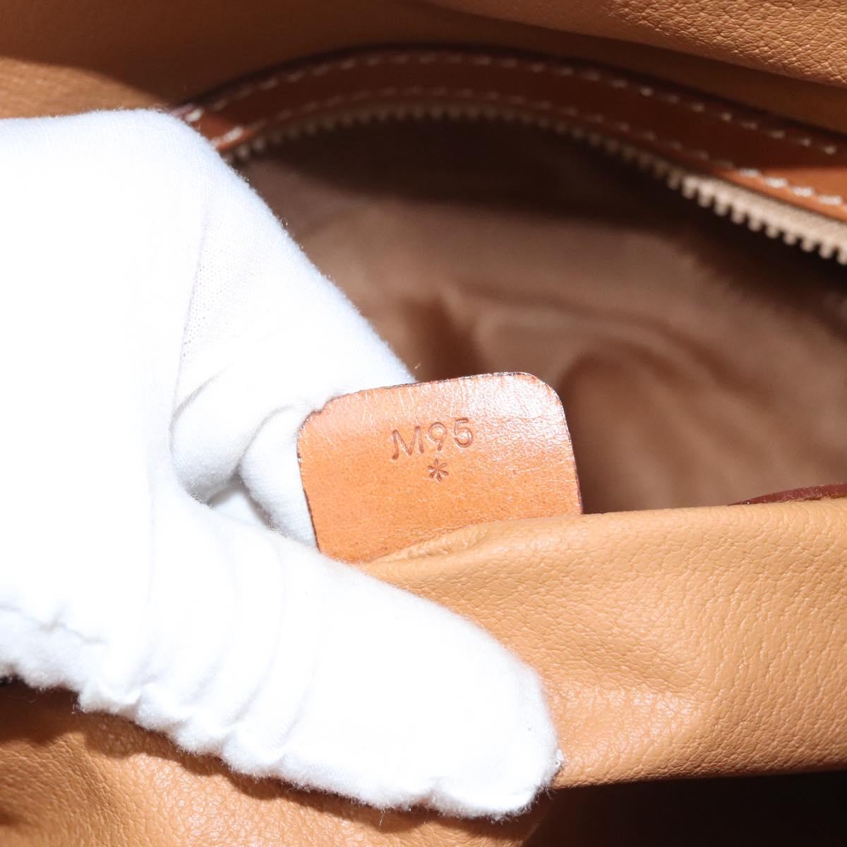 CELINE Macadam Canvas Hand Bag PVC Leather Brown Gold Auth 122168