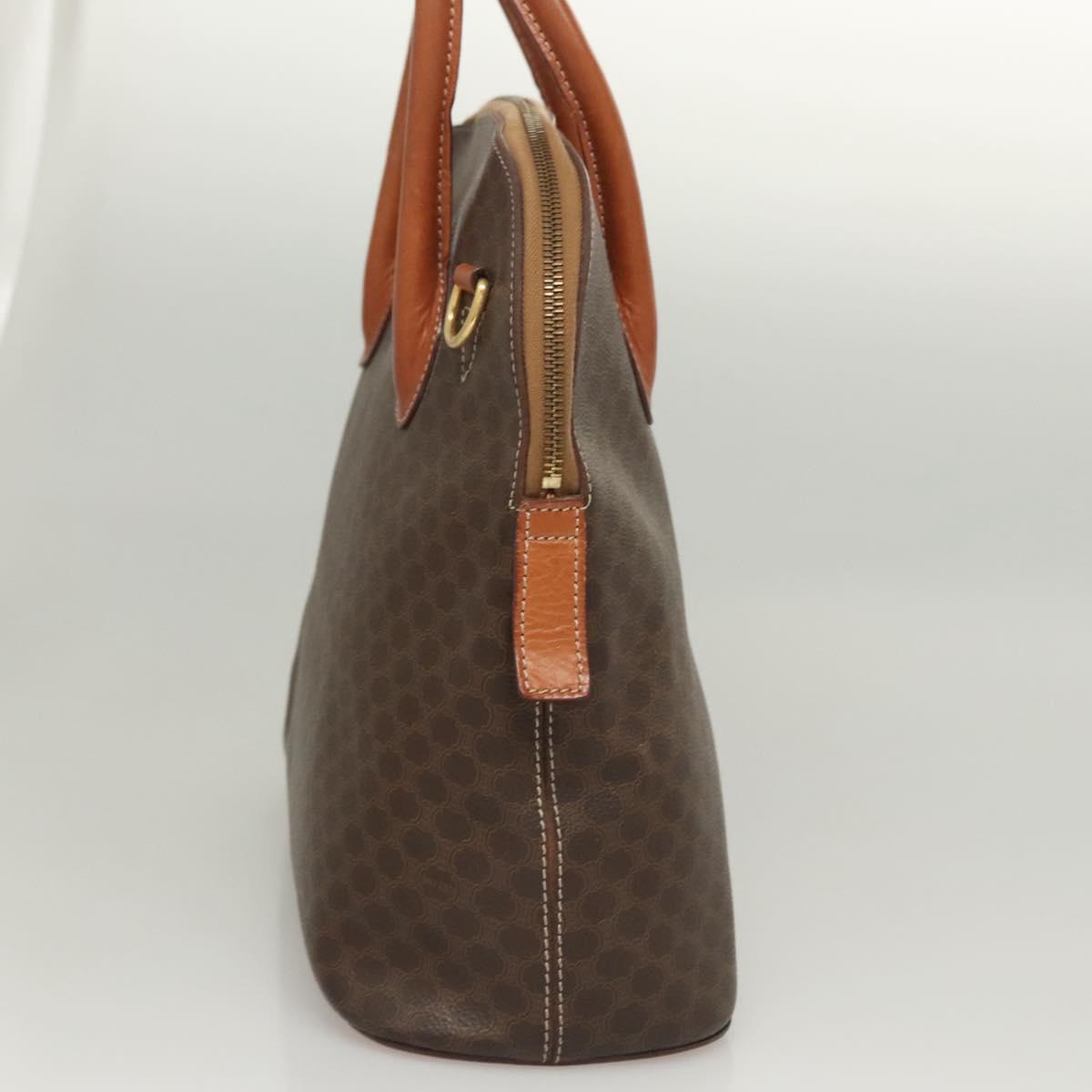 CELINE Macadam Canvas Hand Bag PVC Leather Brown Gold Auth 122168