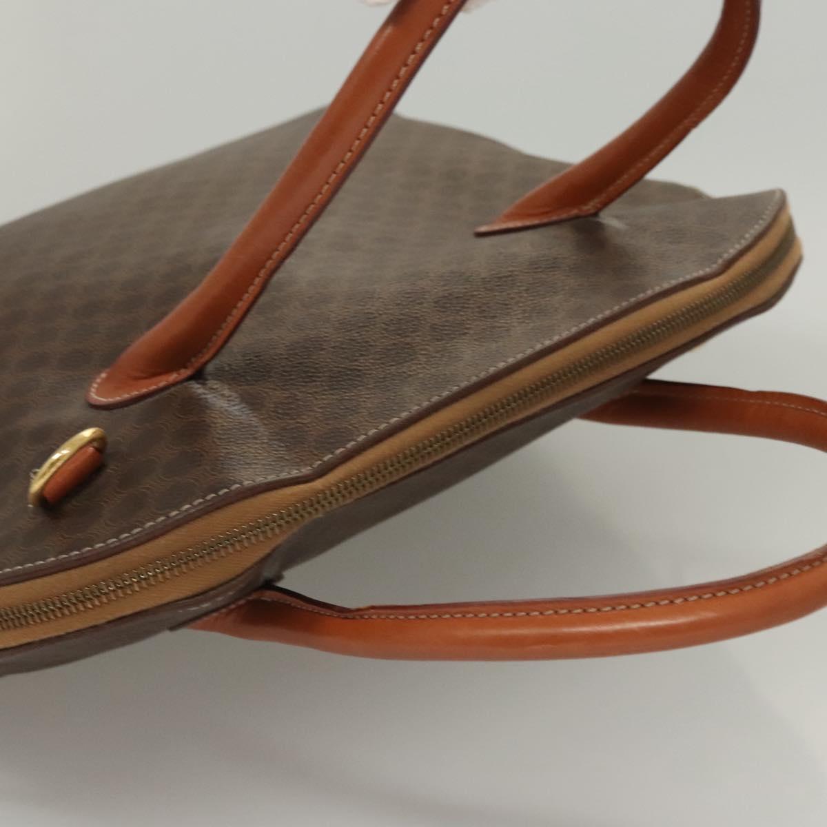 CELINE Macadam Canvas Hand Bag PVC Leather Brown Gold Auth 122168