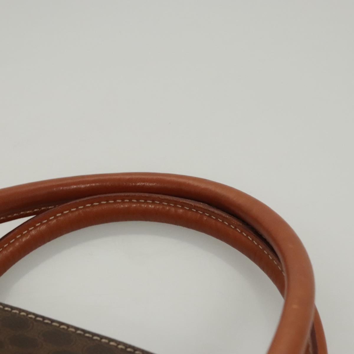 CELINE Macadam Canvas Hand Bag PVC Leather Brown Gold Auth 122168