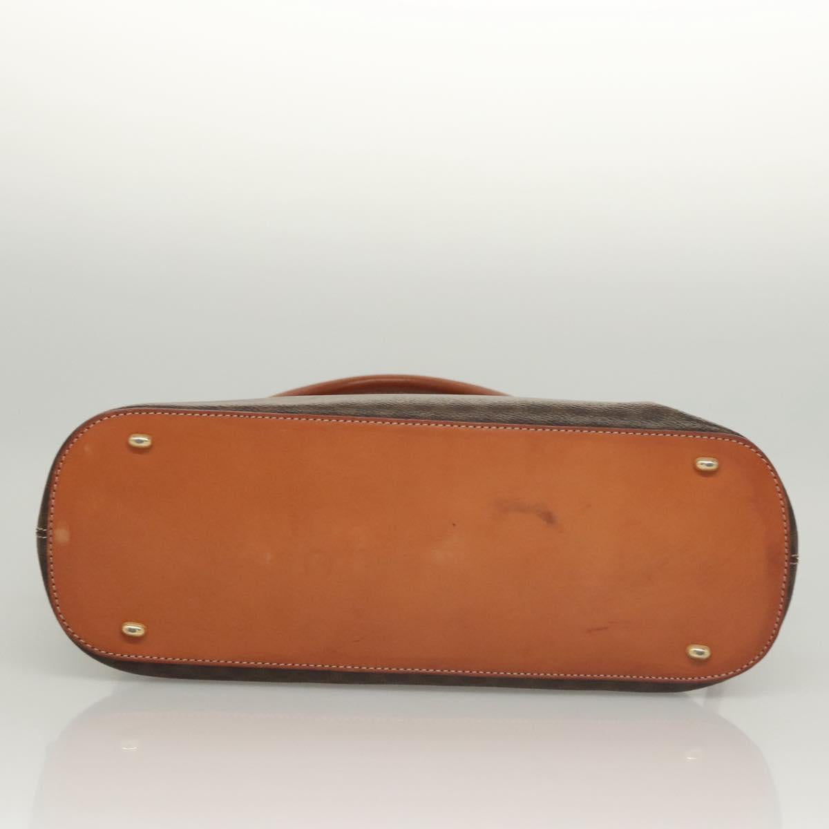 CELINE Macadam Canvas Hand Bag PVC Leather Brown Gold Auth 122168