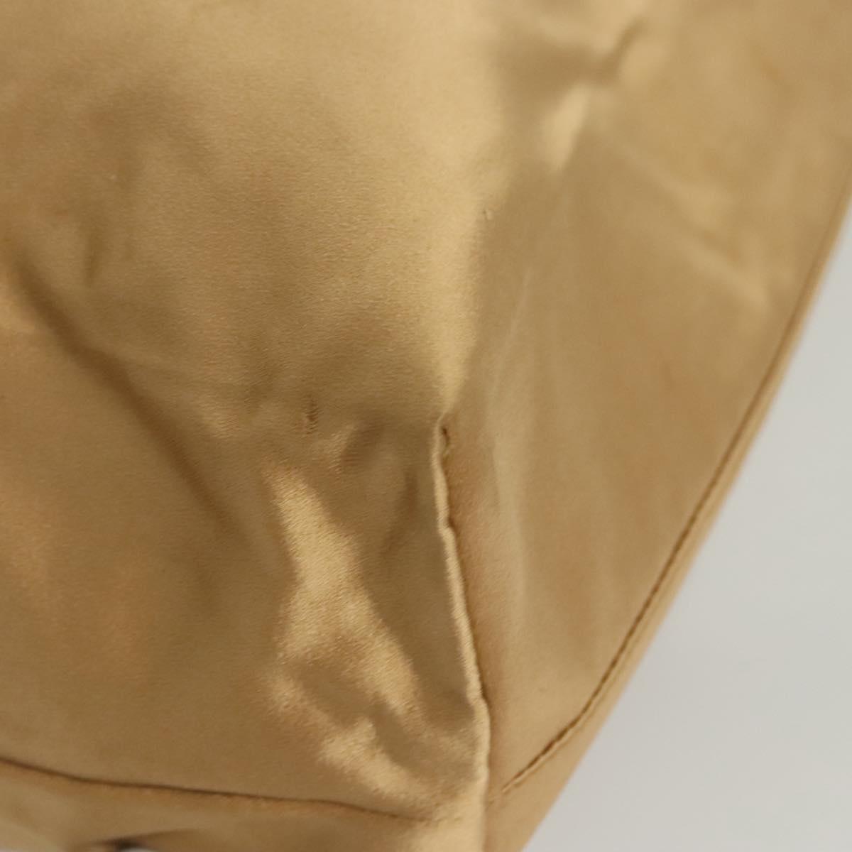 PRADA Tote Bag Satin Champagne Gold Auth 122170