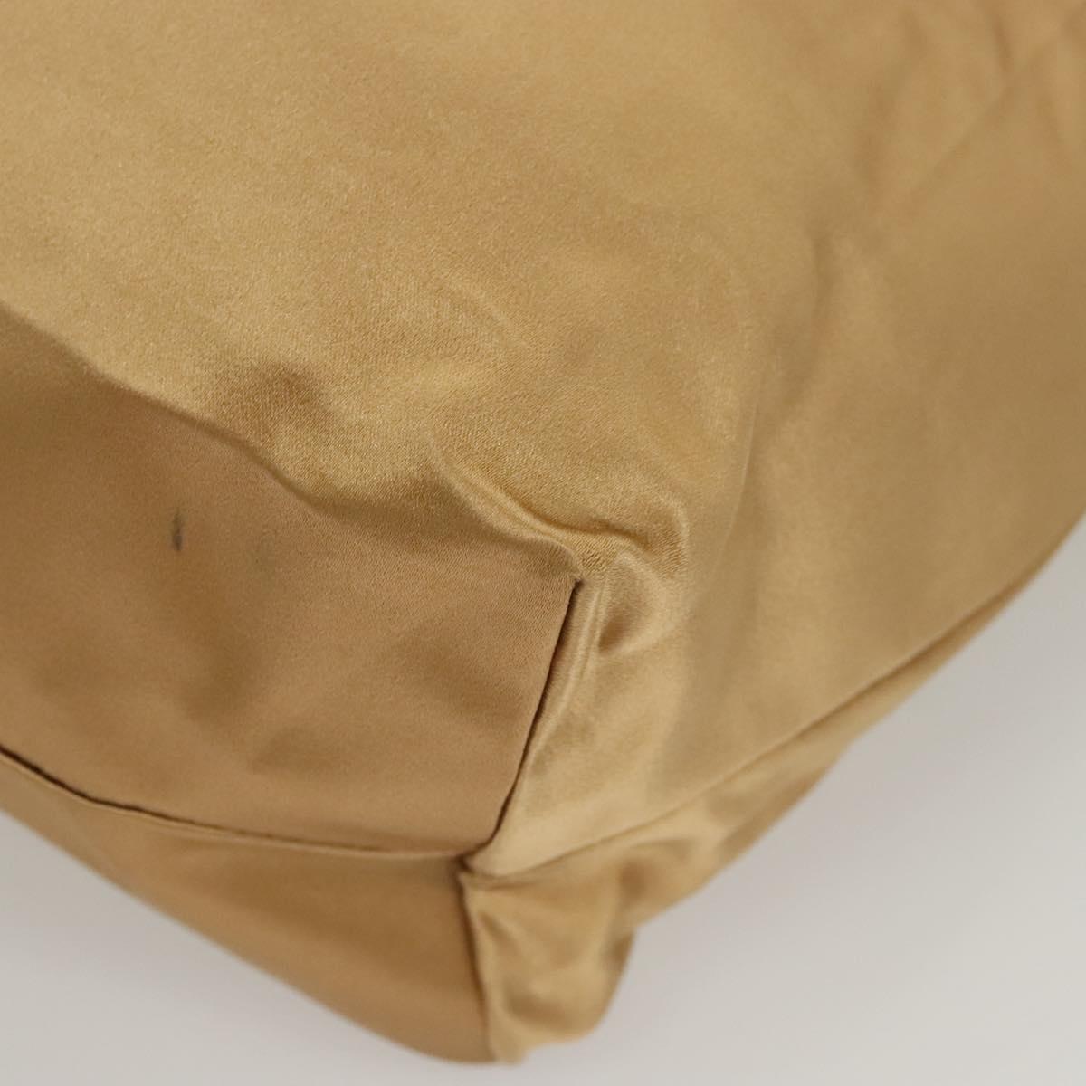 PRADA Tote Bag Satin Champagne Gold Auth 122170