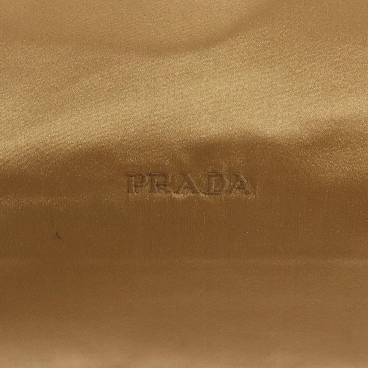 PRADA Tote Bag Satin Champagne Gold Auth 122170
