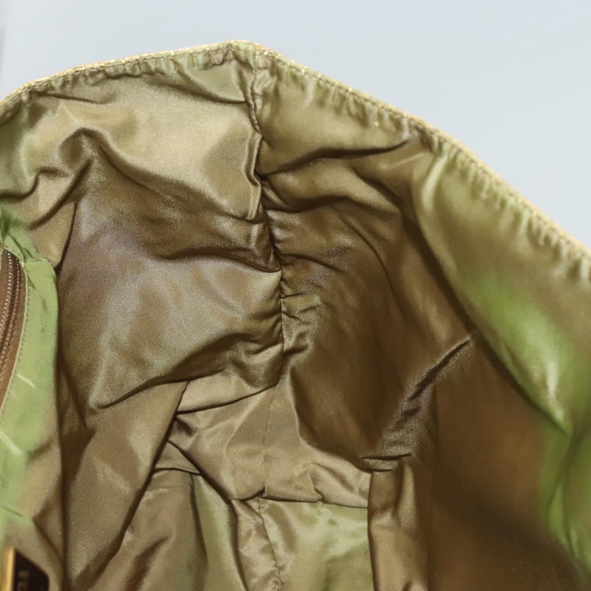 PRADA Tote Bag Satin Champagne Gold Auth 122170