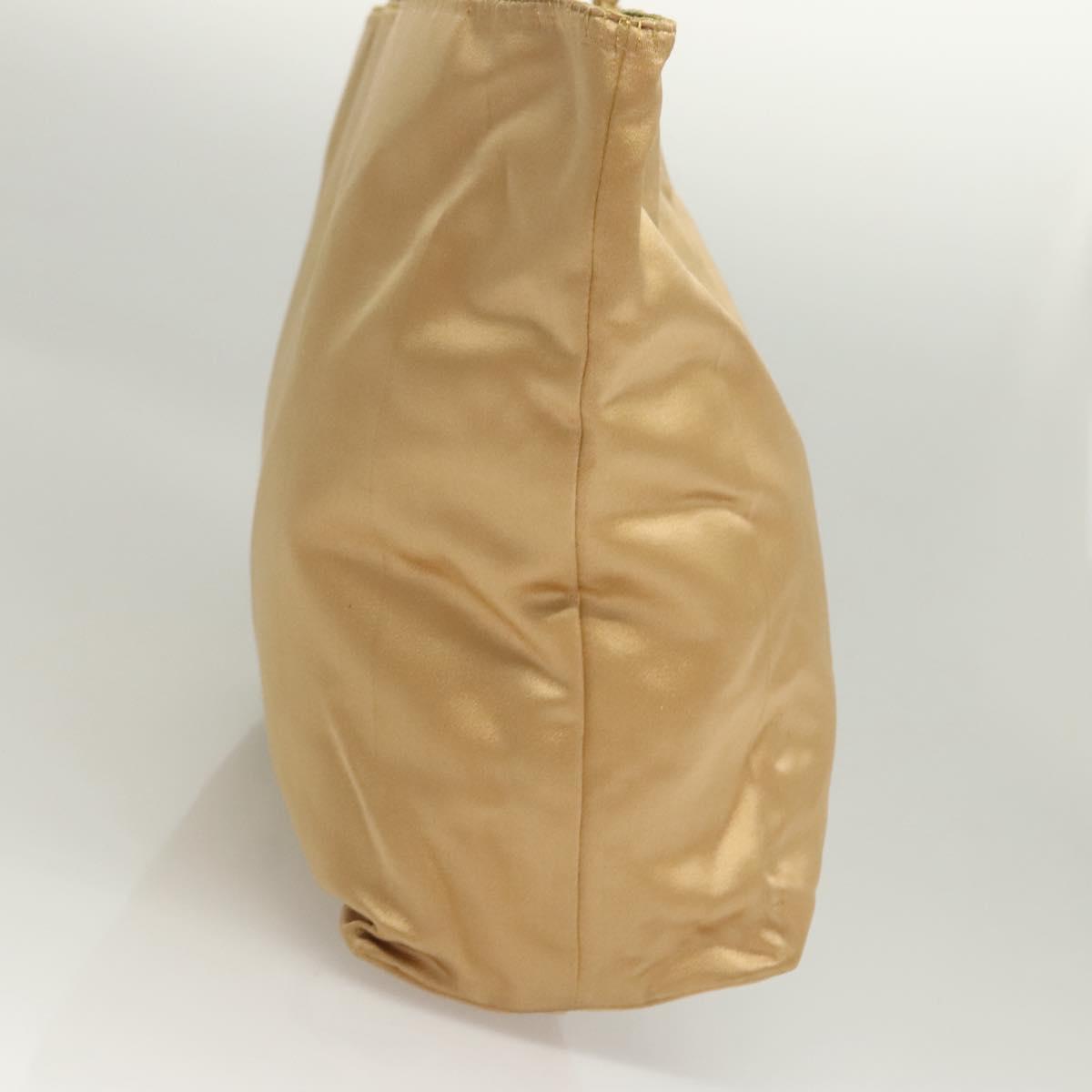 PRADA Tote Bag Satin Champagne Gold Auth 122170