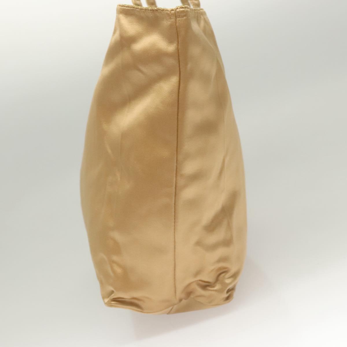 PRADA Tote Bag Satin Champagne Gold Auth 122170