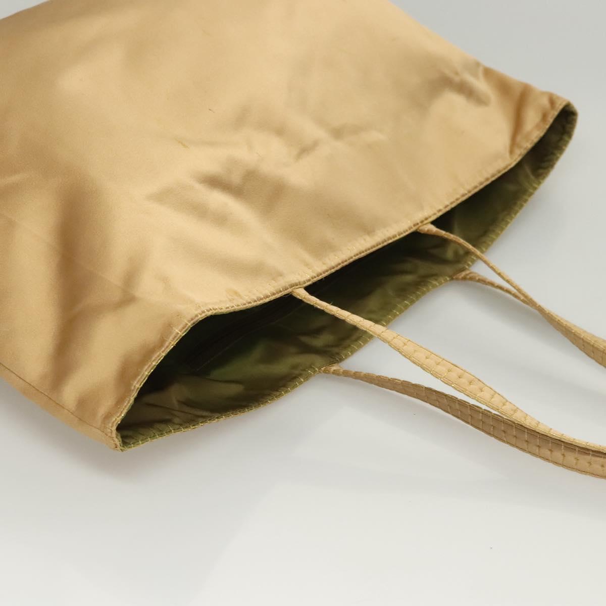 PRADA Tote Bag Satin Champagne Gold Auth 122170