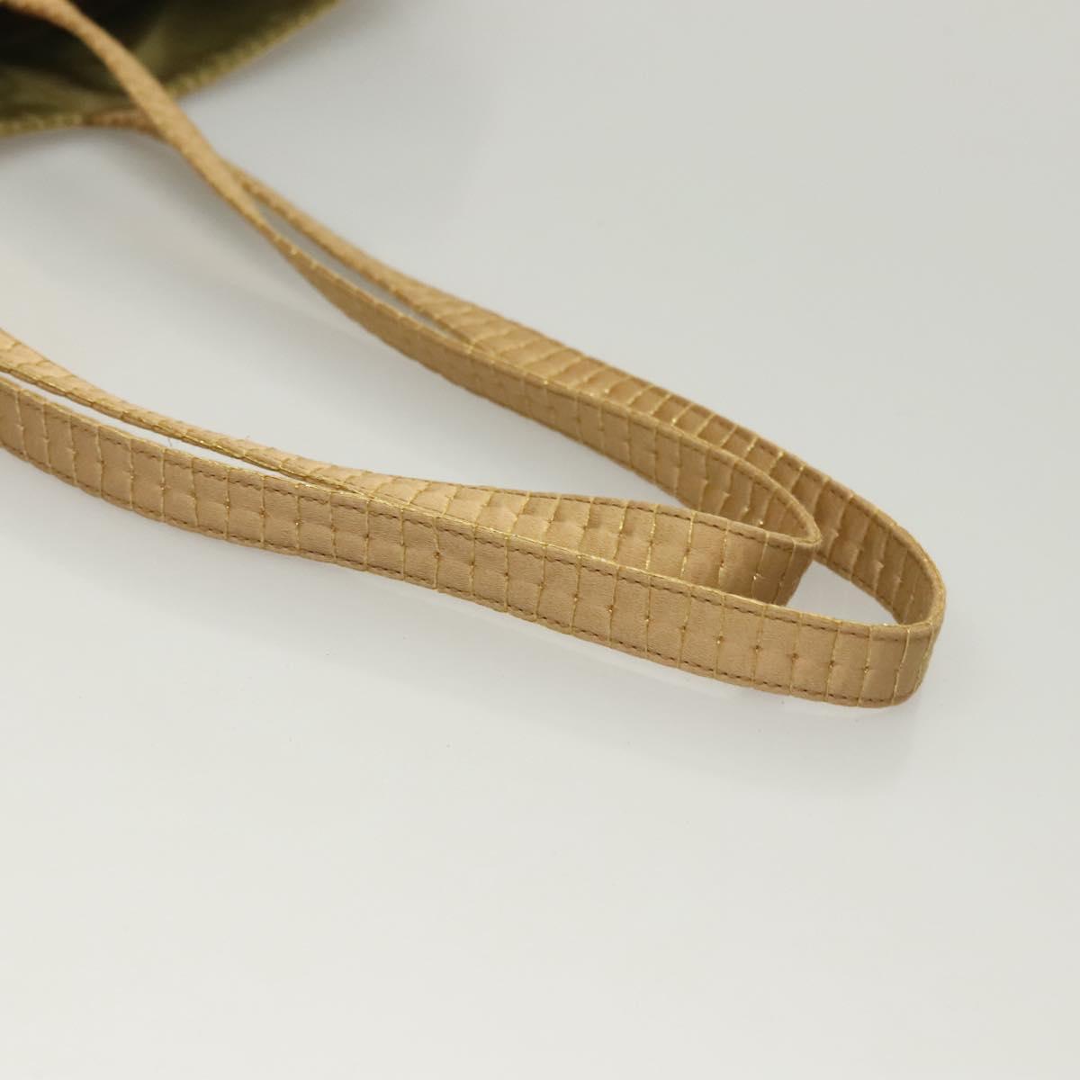 PRADA Tote Bag Satin Champagne Gold Auth 122170