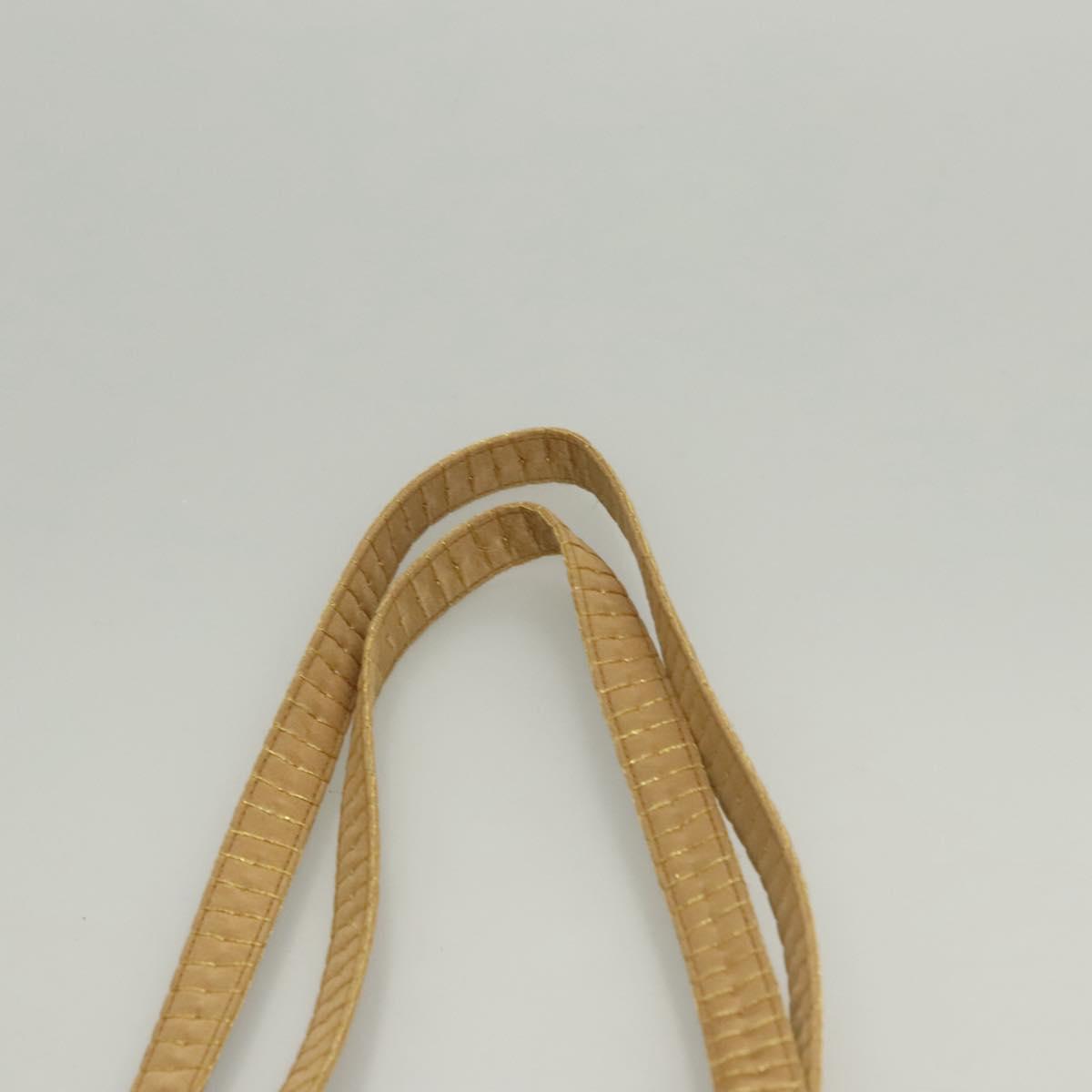 PRADA Tote Bag Satin Champagne Gold Auth 122170