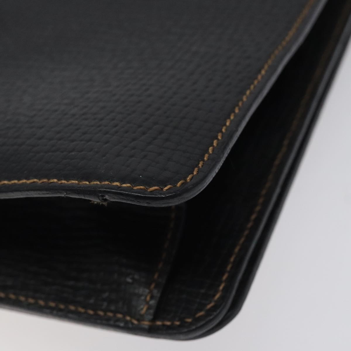 LOEWE Barcelona Hand Bag Leather Black Gold Auth 122193