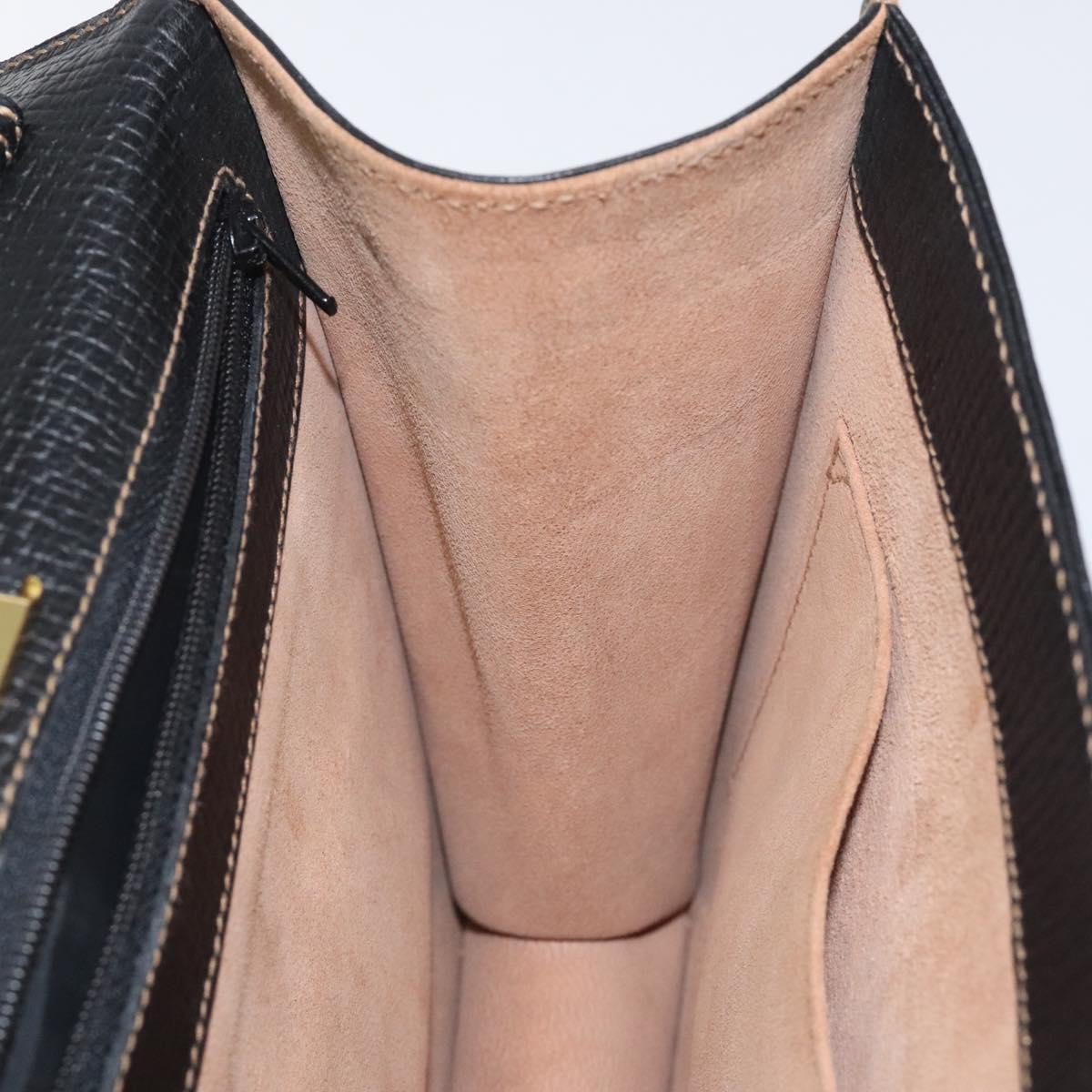 LOEWE Barcelona Hand Bag Leather Black Gold Auth 122193