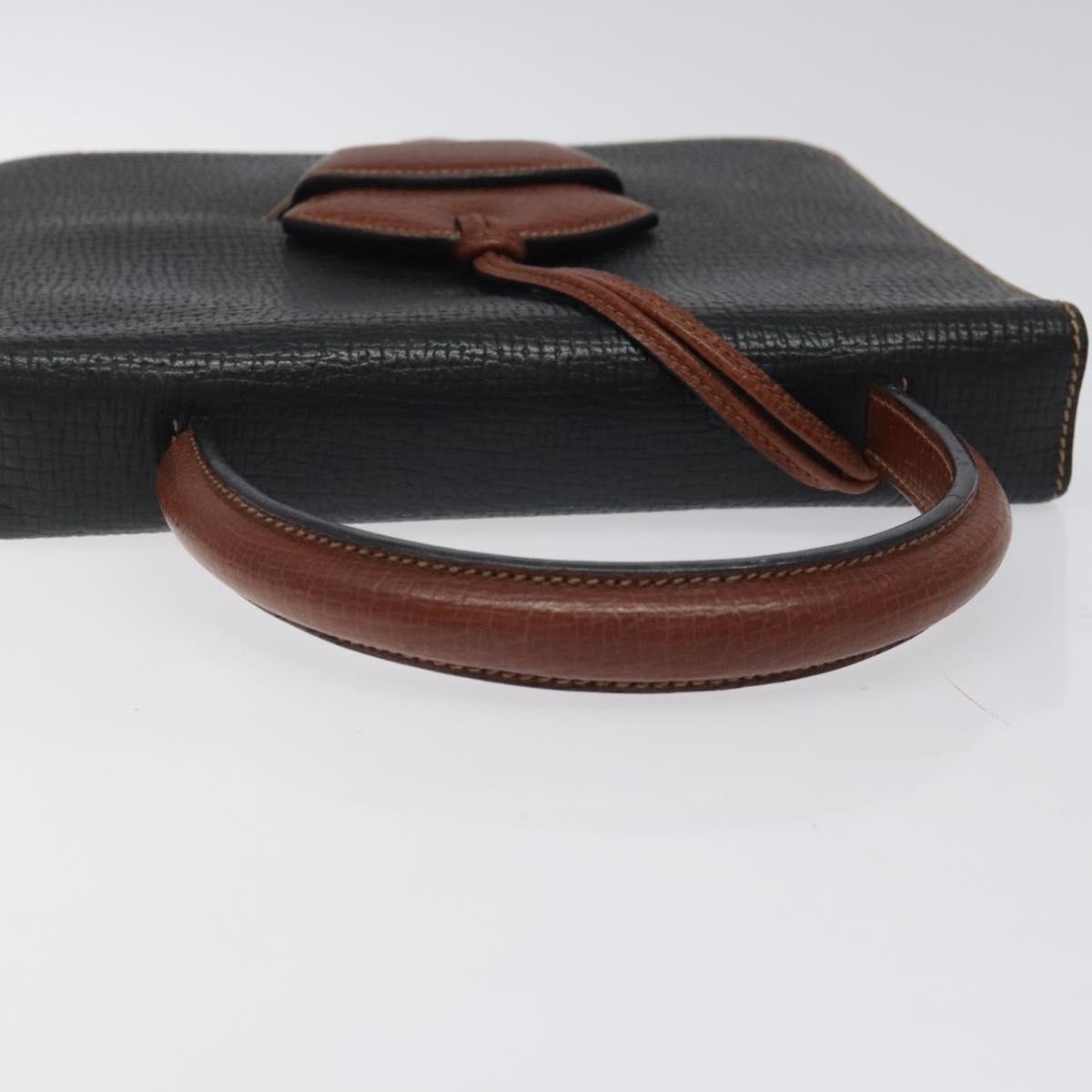 LOEWE Barcelona Hand Bag Leather Black Gold Auth 122193