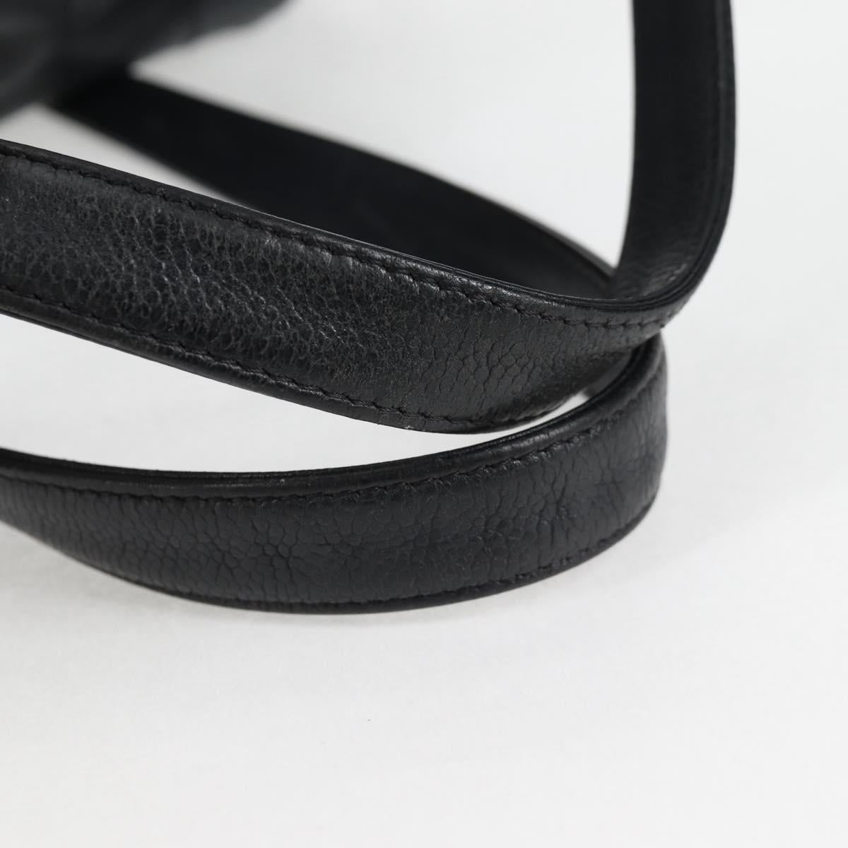 CHANEL Choco Bar Hand Bag Caviar Skin Black Silver gold CC Auth 122199