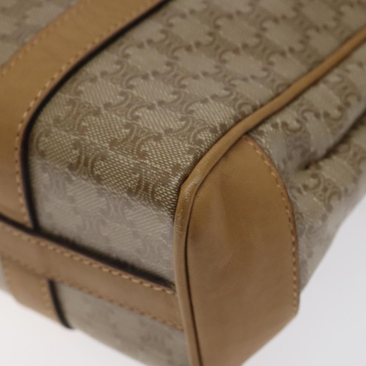 CELINE Macadam Canvas Hand Bag Beige Gold Auth 122202